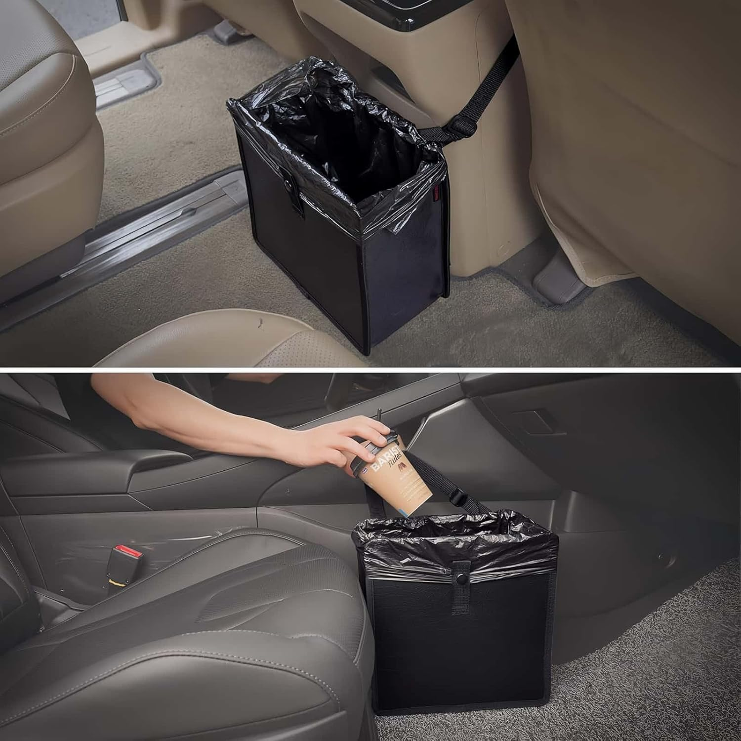 ARREBOL Foldable Car Trash Can, Large Capacity Water-Proof Hanging Car Trash Bin & Organiser Bag for Cars, SUV, Truck, RV image number 5