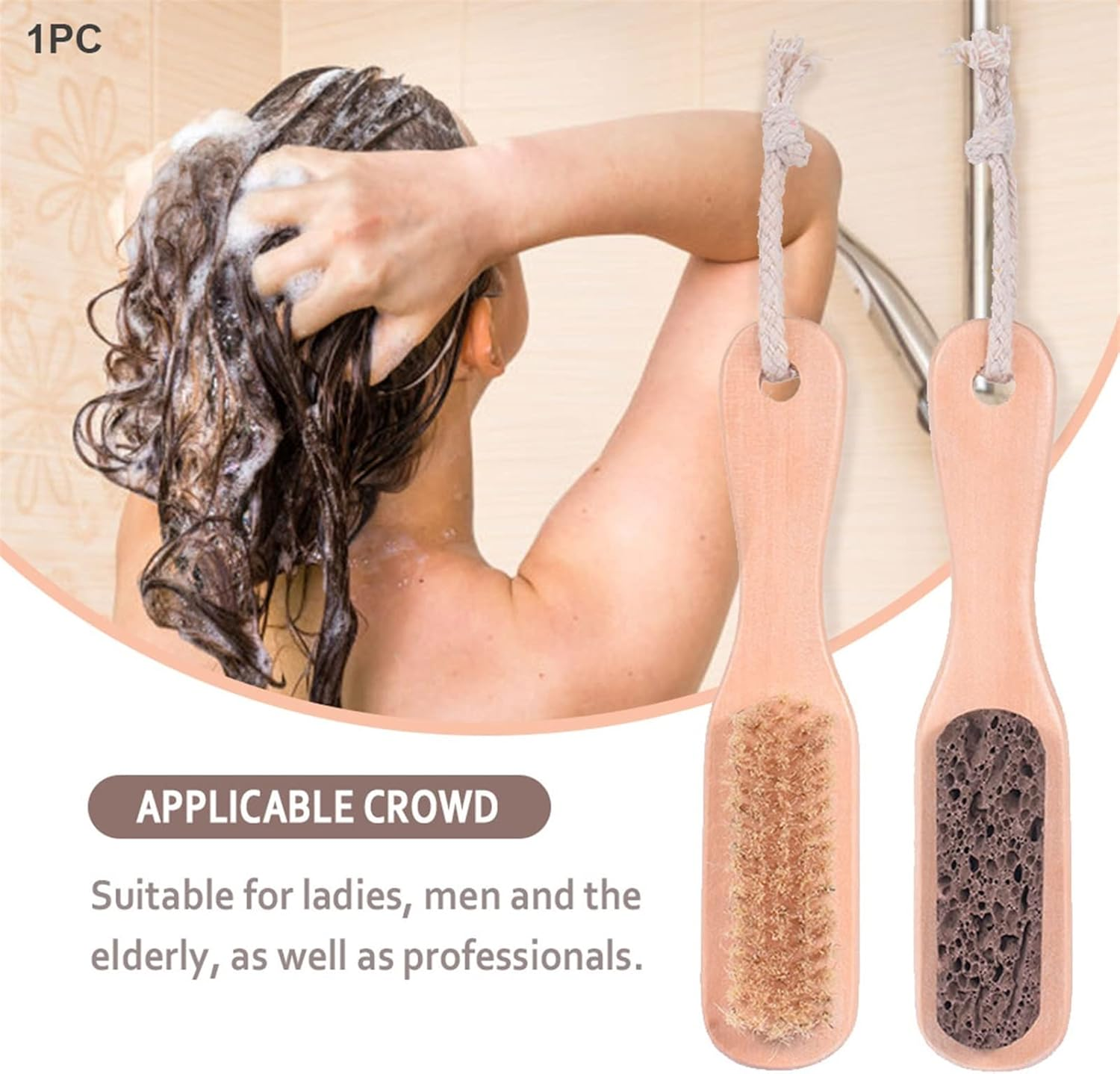 TRUSTTWO Home Foot File Compatible with Hard Portable Ergonomic Massage Wooden Handle Pedicure Tool Pumice Stone Callus Remover Professional the New image number 4