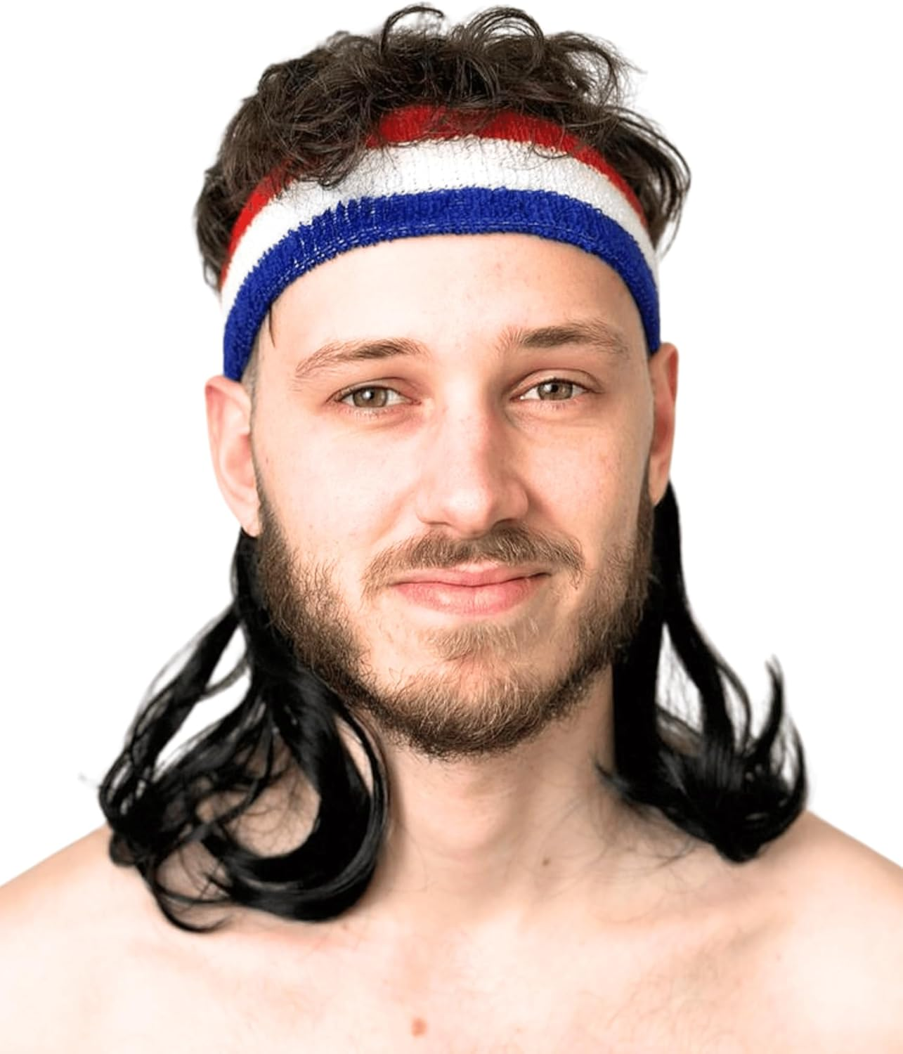 ALLAURA Mullet Headband Wig | 80S Wig Men Mullet Wig Men &mdash; One Size (Headband Included) (Black)