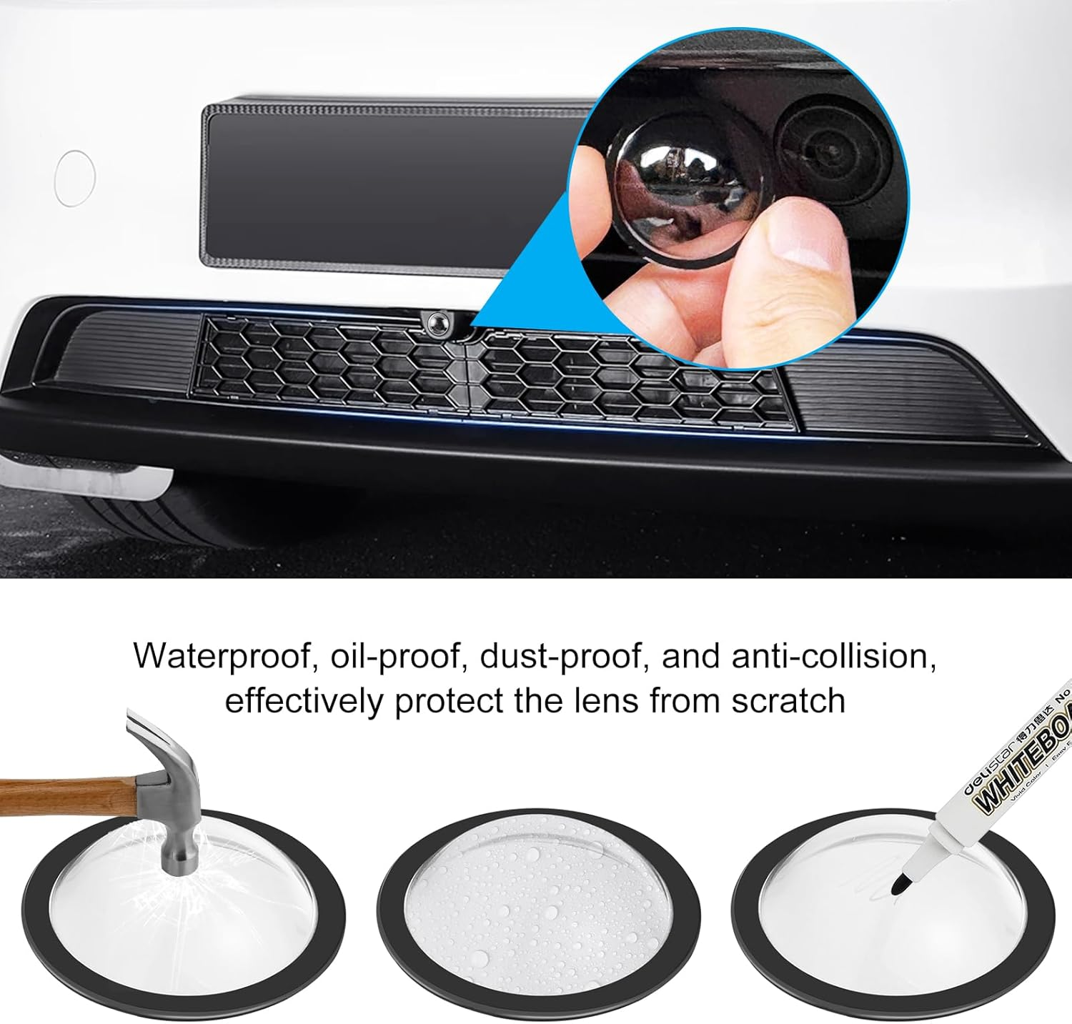 Potgosto Lens Guard PC Protective Cover Kits for Tesla from 2023 Cybertruck / 2025 Model Y Juniper / 2025 Model S / 2025 Model 3 Front Bumper Camera image number 3