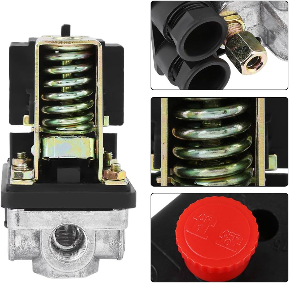 240V 16A Four Port Air Compressor Pressure Switch Control 90-120PSI, Easy Install, Long Lifespan with Compressor Switch Control, Four Female Air Inlet Port image number 1