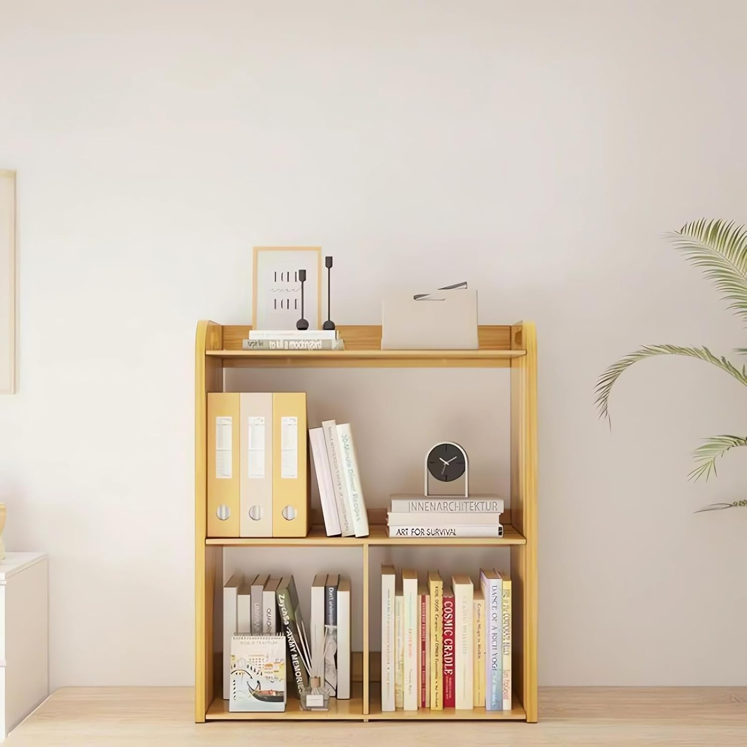 Bookcase, Desktop Organizer, Office Desk Storage Shelf, Desktop Bookcase Wood Bookshelf A12 (A Wood)