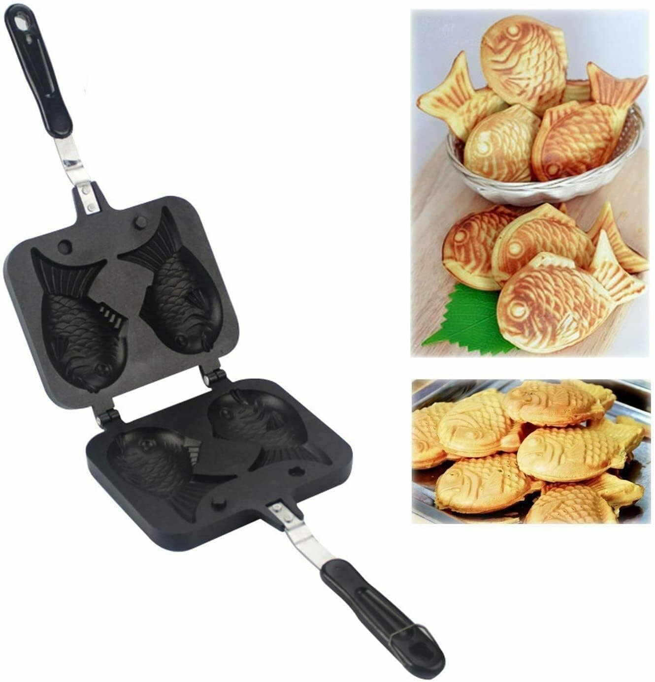 Yeshine Taiyaki Fish Shaped Bakeware, Nonstick Waffle Cake Maker Pan, Double Fish Shaped Food Fryer, Pancake Tools image number 4