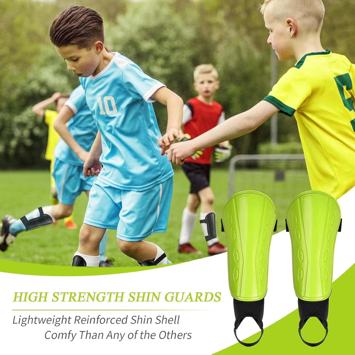 Football Shin Pads for Toddler Kids Youth, Non-Slip Shin Guards with Ankle Protection, Kid Soccer Training Equipment for Football, Hockey, Rugby image number 5