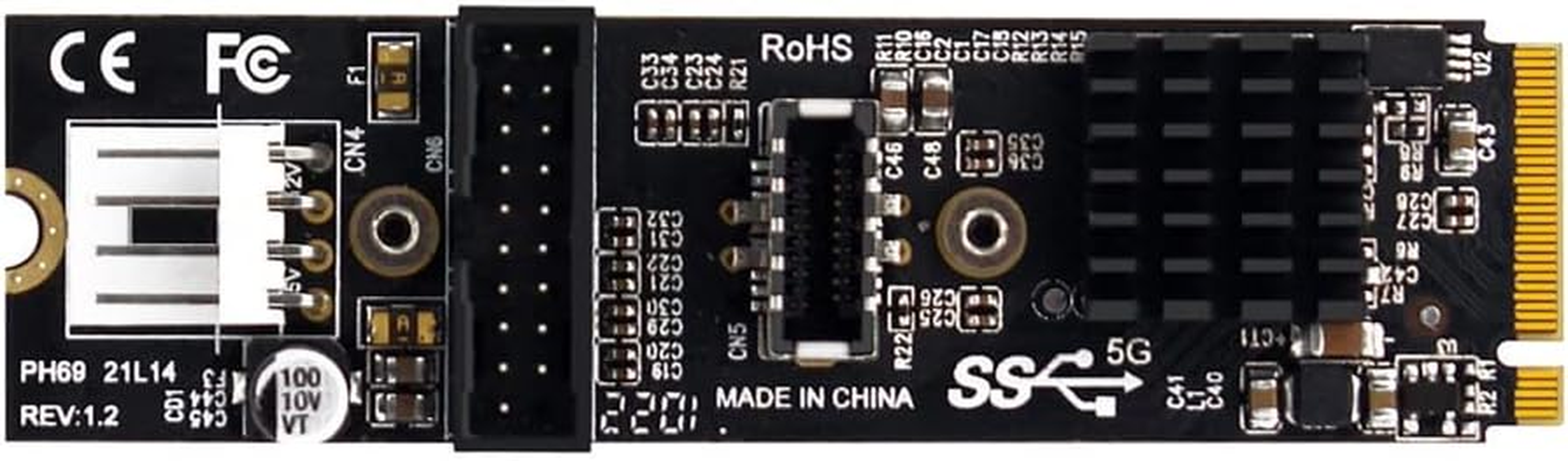 NFHK 5Gbps Type-E USB 3.1 Front Panel Socket & USB 2.0 to NVME NGFF M-Key Express Card VL805 Adapter for Motherboard - Black 2Pcs Adapter-Usb3.0-20Pin image number 4