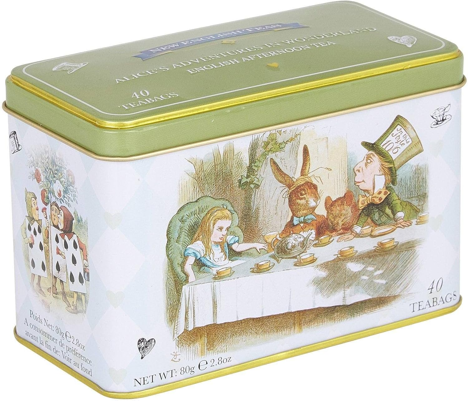 New English Teas Alice in Wonderland Tea Tin with 40 English Afternoon Teabags, Mad Hatter Tea Party image number 6