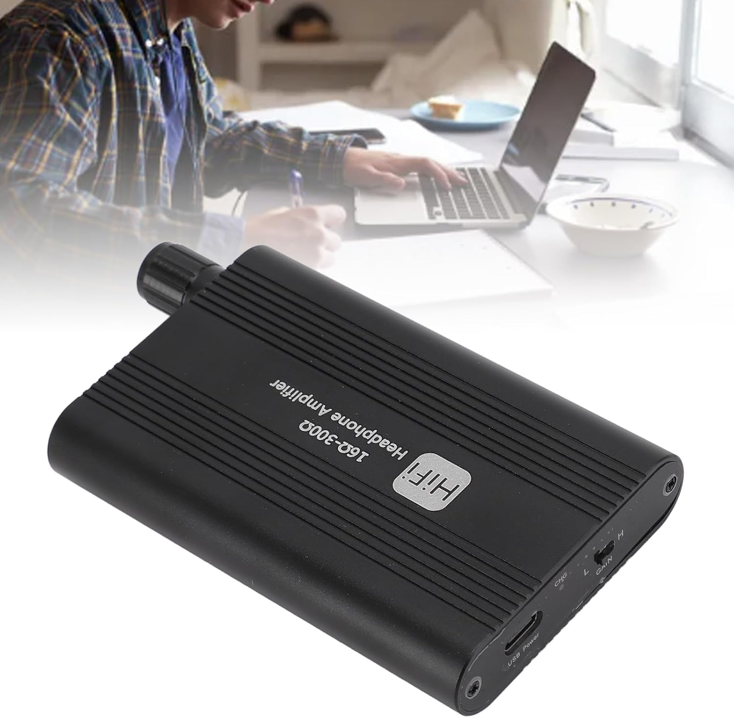 Headphone Amplifier, Rechargeable Battery 16 to 300 Ohm Compatibility 2 Stage Gain Superior Sound Quality Earphone Amp for Computer image number 1