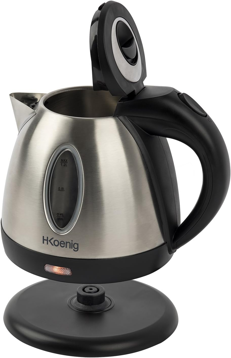 H.Koenig BO12 Kettle 1.2 L Stainless Steel Compact and Practical 1630 W, Measuring Cup with Visible Water Level, Quick Cooker, Washable, Indicator Light, 360&deg; Base image number 6