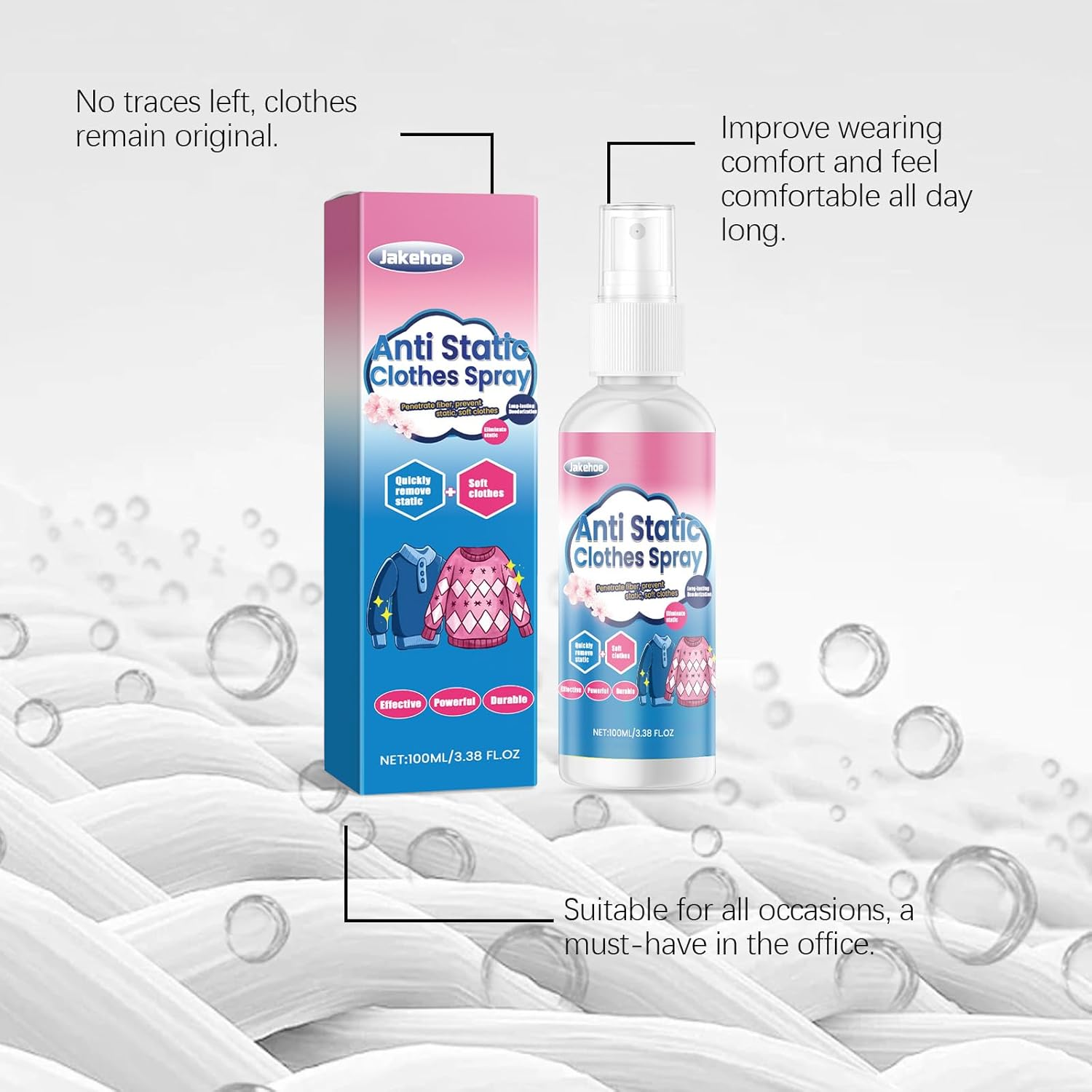 Anti Static Spray, 3 in 1 Instant anti Static Spray & Instant Wrinkle Release, Odor Eliminator & Fabric Refresher, Travel Size (3 Oz,100Ml) image number 4