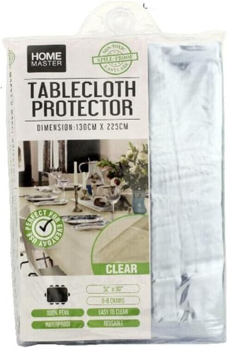 Leona Co Clear Table Cover Protector, Waterproof Oil-Proof PEVA Plastic Tablecloth Cover Transparent Sheet Rectangular for Wedding Birthday Party 130X225Cm