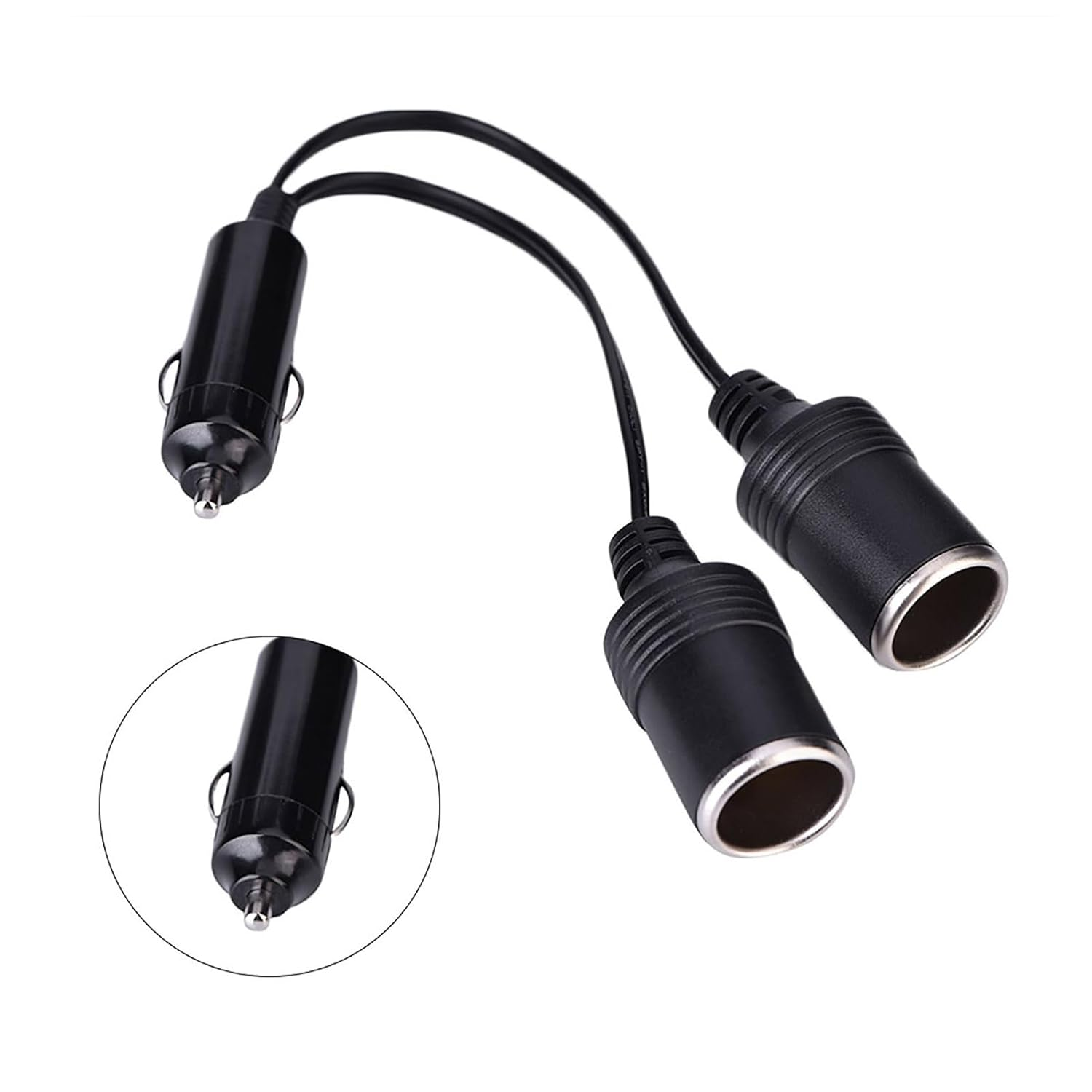 Cigarette Lighter Extension Cable, Dual Cigarette Lighter Socket Adapter, 12V 24V Car Charger Plug Male to 2-Way Female Extension Cord Cable, for Cars, Trucks image number 3