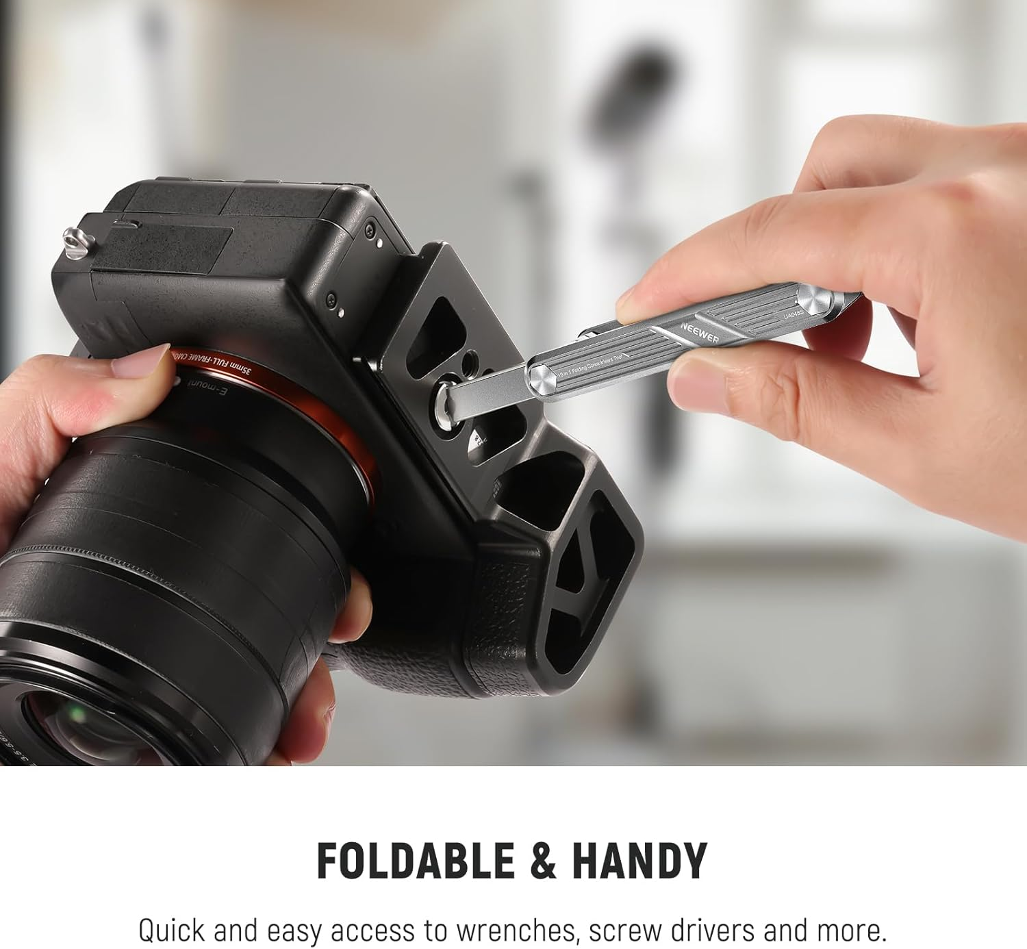 NEEWER 10 in 1 Folding Screwdrivers Tool Set: 4 Screwdrivers, 6 Hex Keys, Pocket Tool Compatible with Smallrig Camera Cage Rig Top Handle Tripod QR Plate, UA048S Silver image number 1