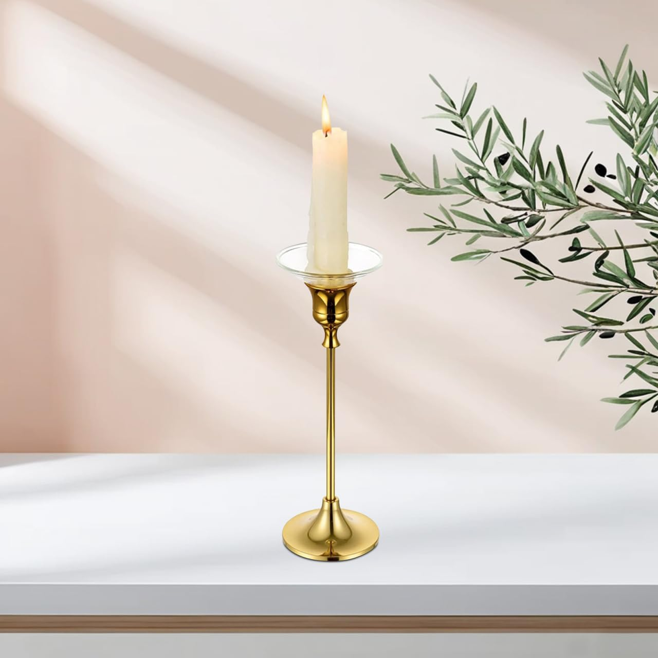 Mobestech 12Pcs Candle Drip Catcher Clear Glass Wax Drip Catcher Fluted Candle Holder Stylish Candle Drip Protectors for Home Restaurant Hotel image number 1