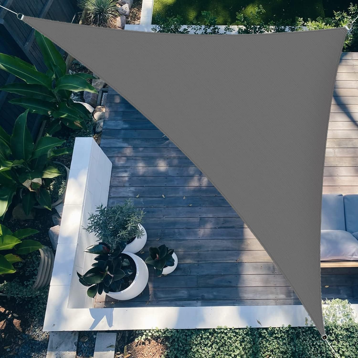 Sunal Triangle Sun Shade Sails 3&times;3&times;3M, Waterproof Shade Sail for Garden, 95% UV Blocking Outdoor Sun Shade Shade Canopy with Free Rope for Outdoor Garden Pergola Patio Party Backyard Lawn, Grey image number 1