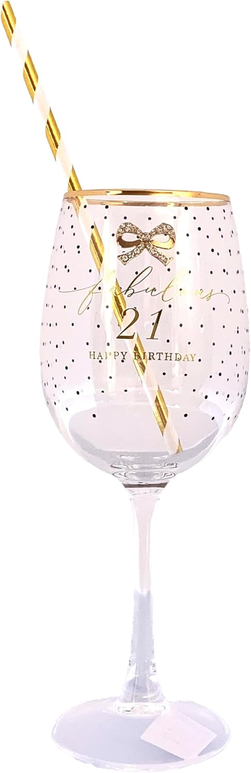 Lesser & Pavey Gibson Gifts Jewelled 21St Wine Glass &mdash; Fabulous 21 Happy Birthday Glass with Gold Detailing & Matching Gift Box image number 1
