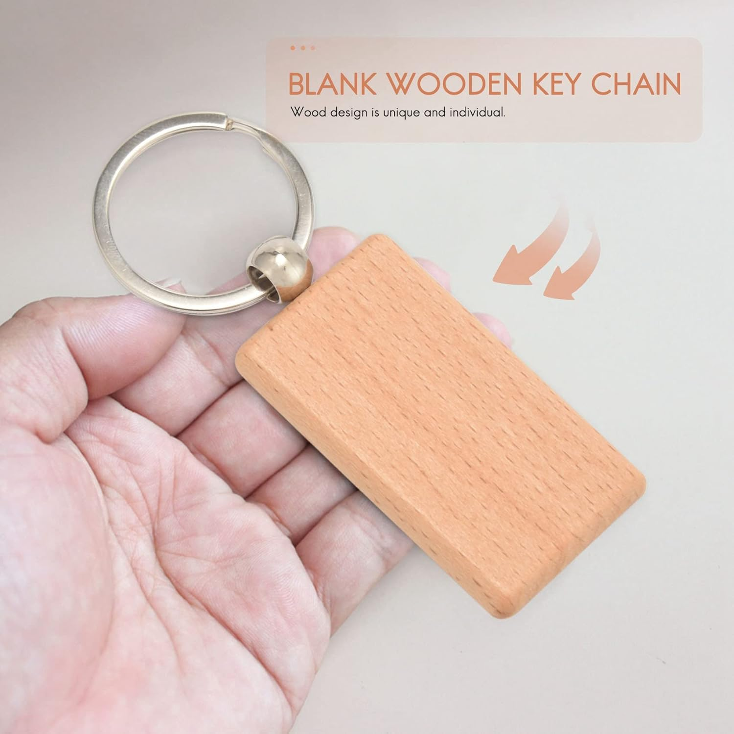 30 Pcs Wooden Keychains Blanks Key Chain Tags DIY Gifts image number 4