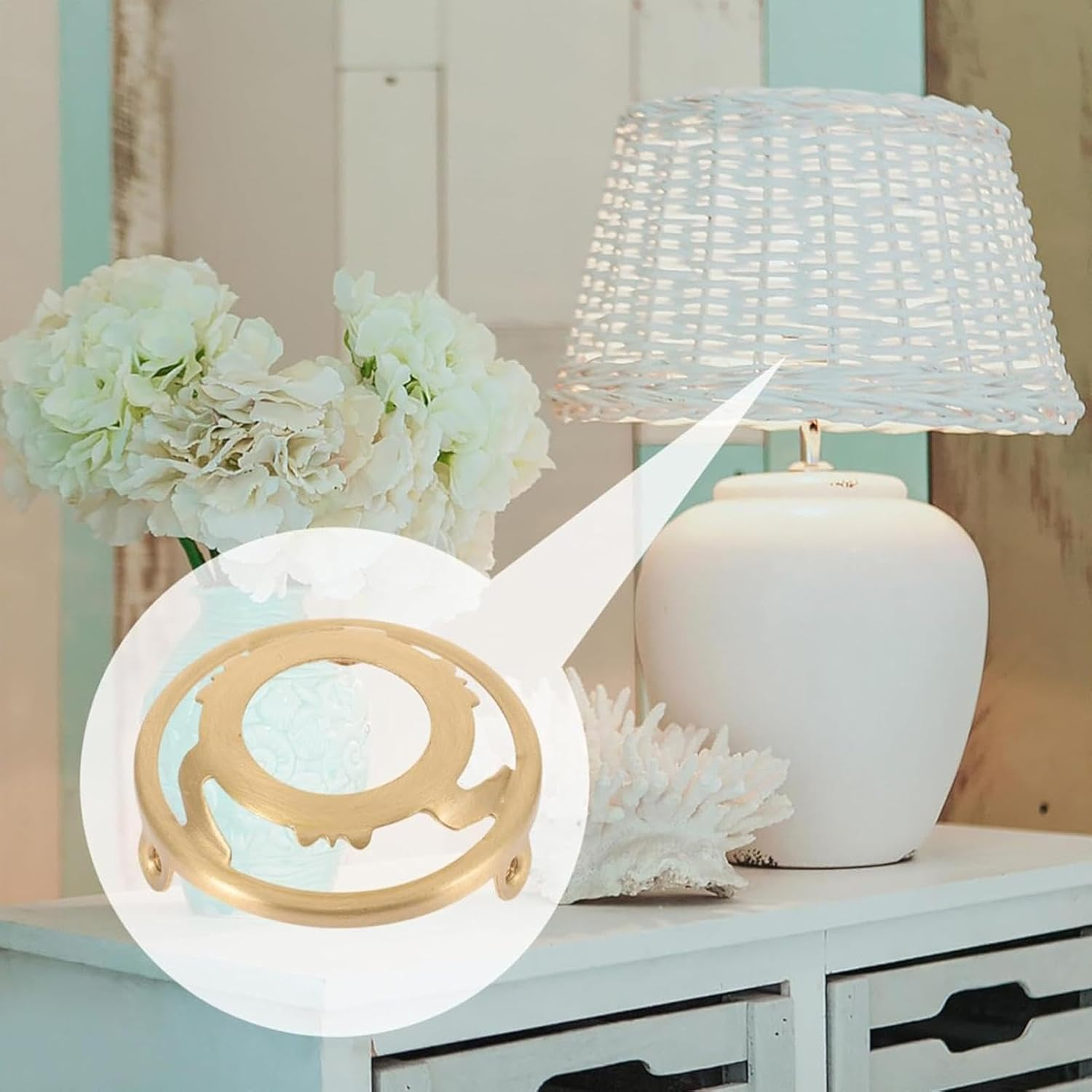 Lamp Shade Adapter Ring,Lamp Shade Collar Rings, Lamp Shade Holder with Neck for Lamp, Harp Saddle, Lighting Components with Adapter image number 3