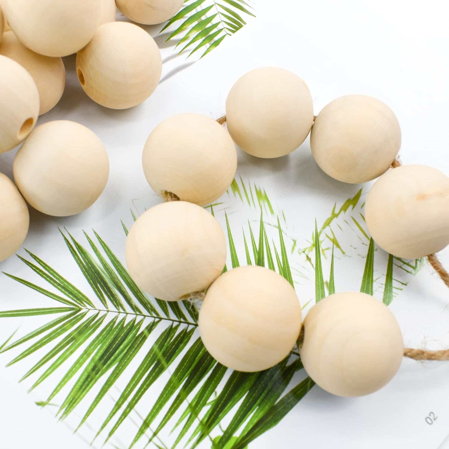 Enkrio Wooden Beads 100Pcs round Wood Beads Unfinished Wooden Loose Beads for Macrame Crafts Jewelry Making(30Mm) image number 4