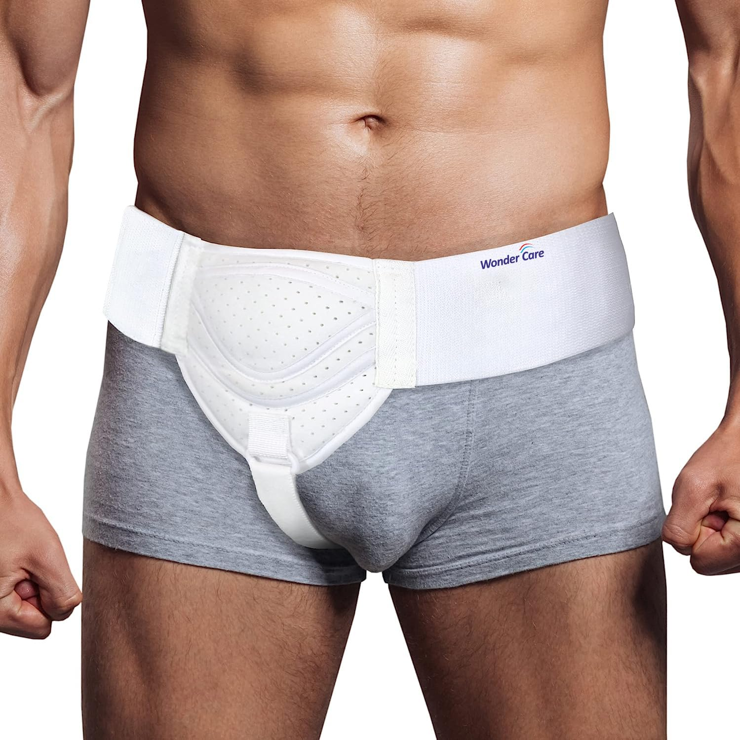 Wonder Care Hernia Belt for Men Inguinal Hernia Support Belt Pain Relief with Removable Compression Pads Groin Hernia Truss Flexible Adjustable Groin Straps Left or Right Inguinal Hernia Truss Brace-S/M