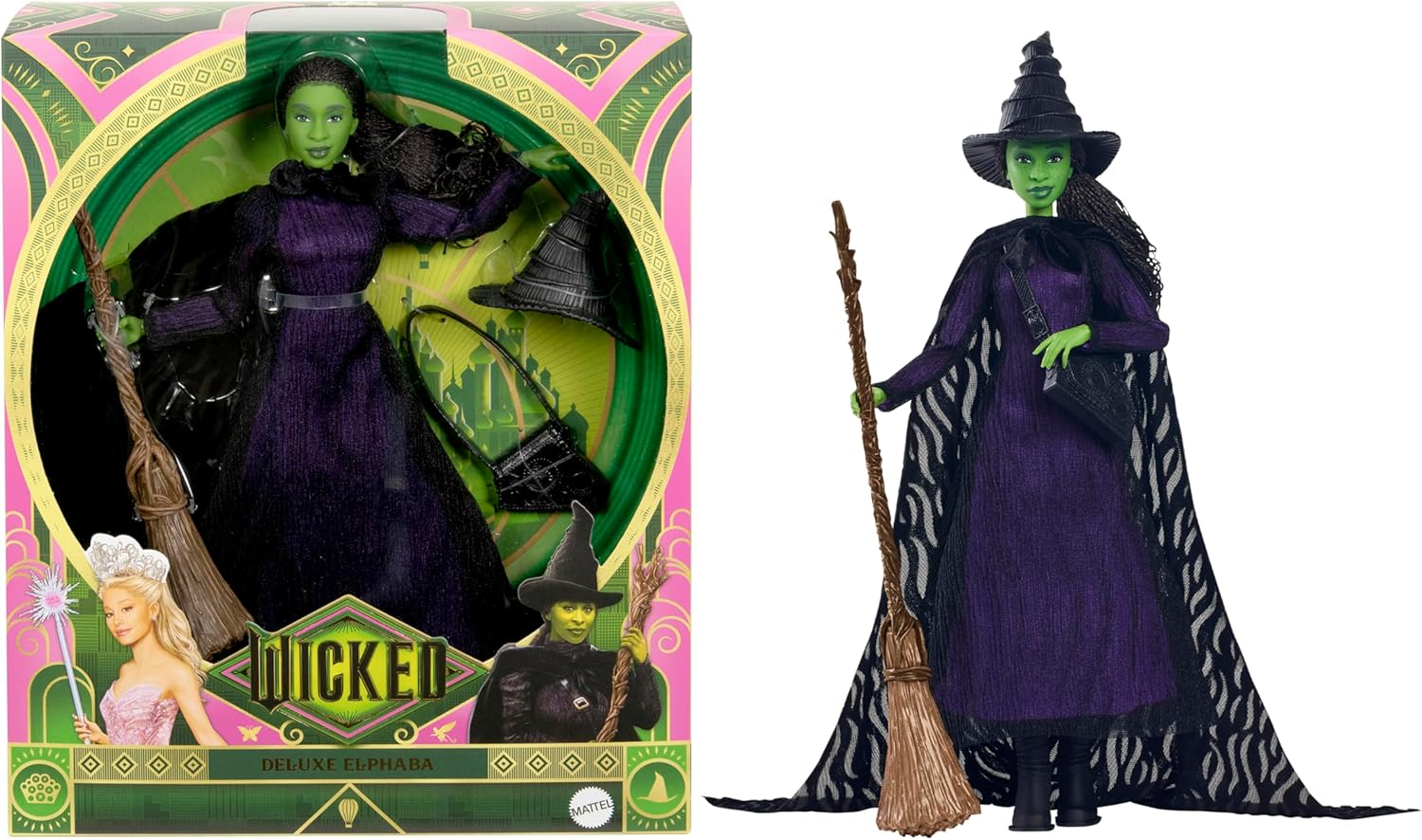 Mattel Universal Wicked Deluxe Elphaba Fashion Doll & Accessories, Movie-Inspired Look with Braided Hair & Posability image number 4