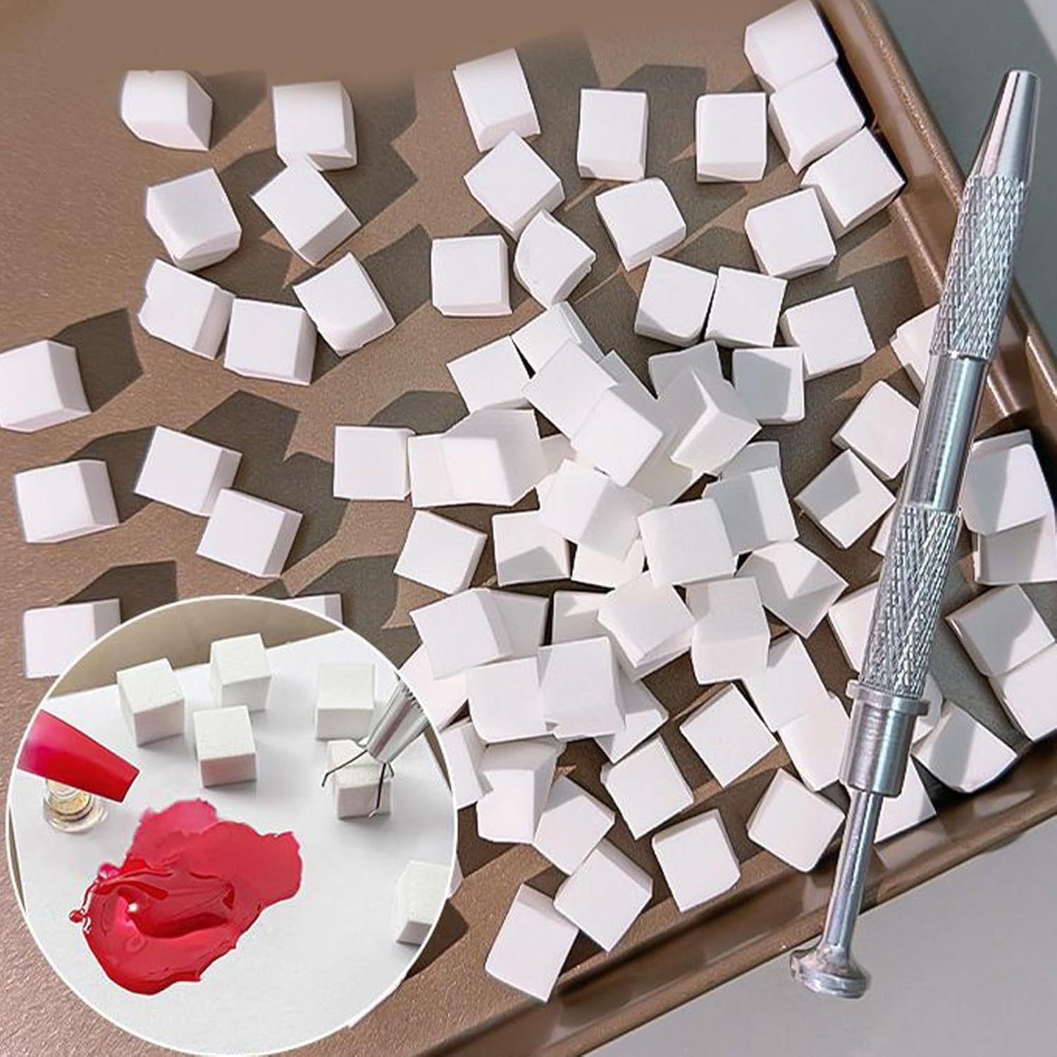 Nail Design Sponge - 200-Pieces Gel Nail Sponges with Grabbing Pen,Professional Beauty Salon Manicure Tool for Family Friends Girls Mom Women image number 3