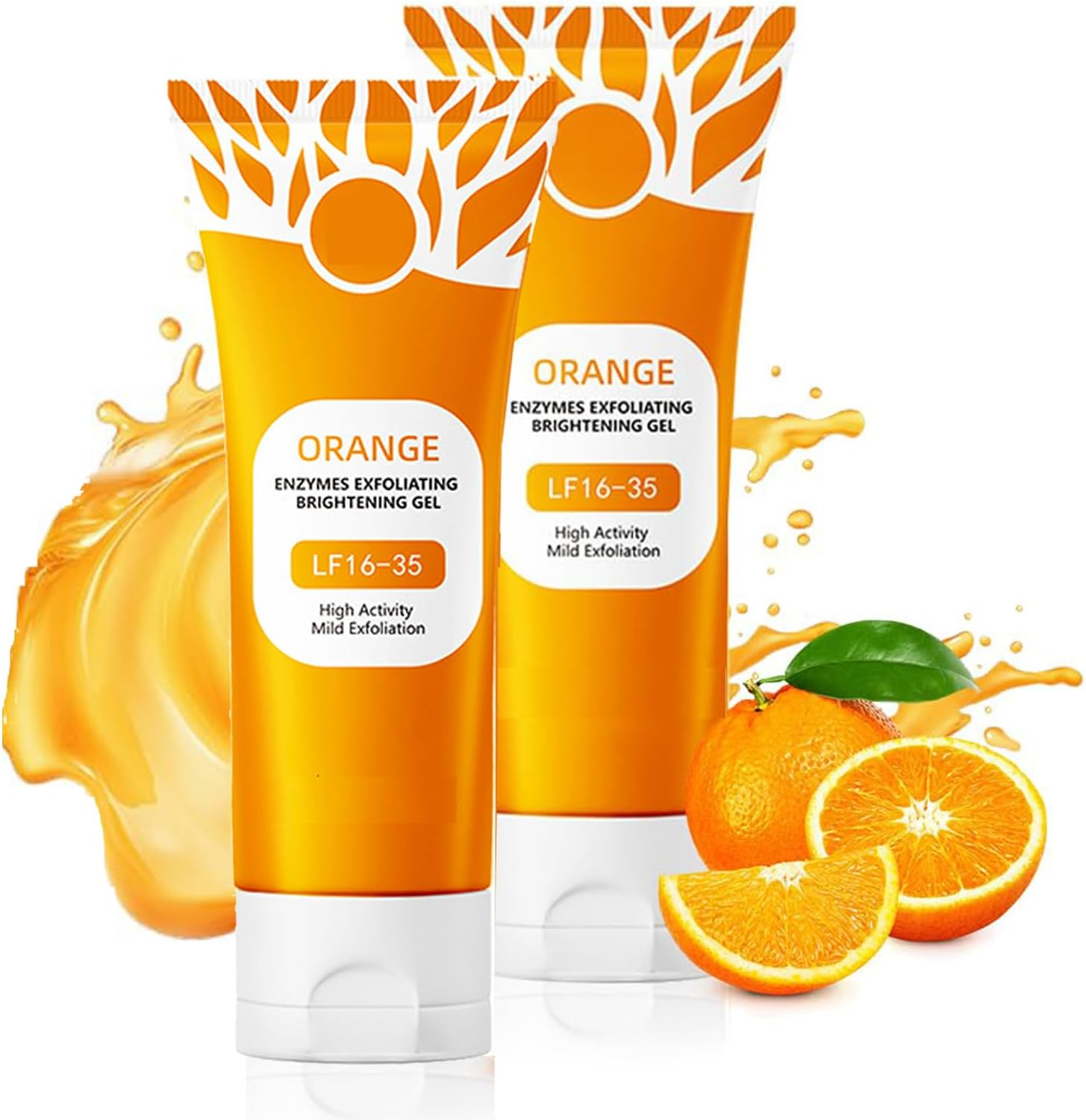 Orange Enzyme Exfoliating Gel - Deep Pore Cleansing Orange Peeling Scrub, Remove Blackheads & Moisturize, Gentle Facial and Body Exfoliate for All Skin Types, Daily Skin Brightening & Smoothness Boost