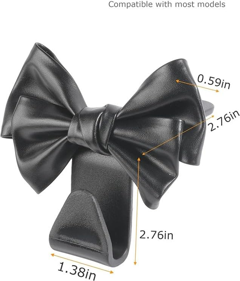 Car Seat Bow Hooks with Bowknot Design, 2Pcs Bowknot Bag Hanger for Vehicle Seats,Bow-Knot Vehicle Seat Bag Hanger,Cute Bow-Knot Purse and Bag Holder Hangers for Car Seat, Black