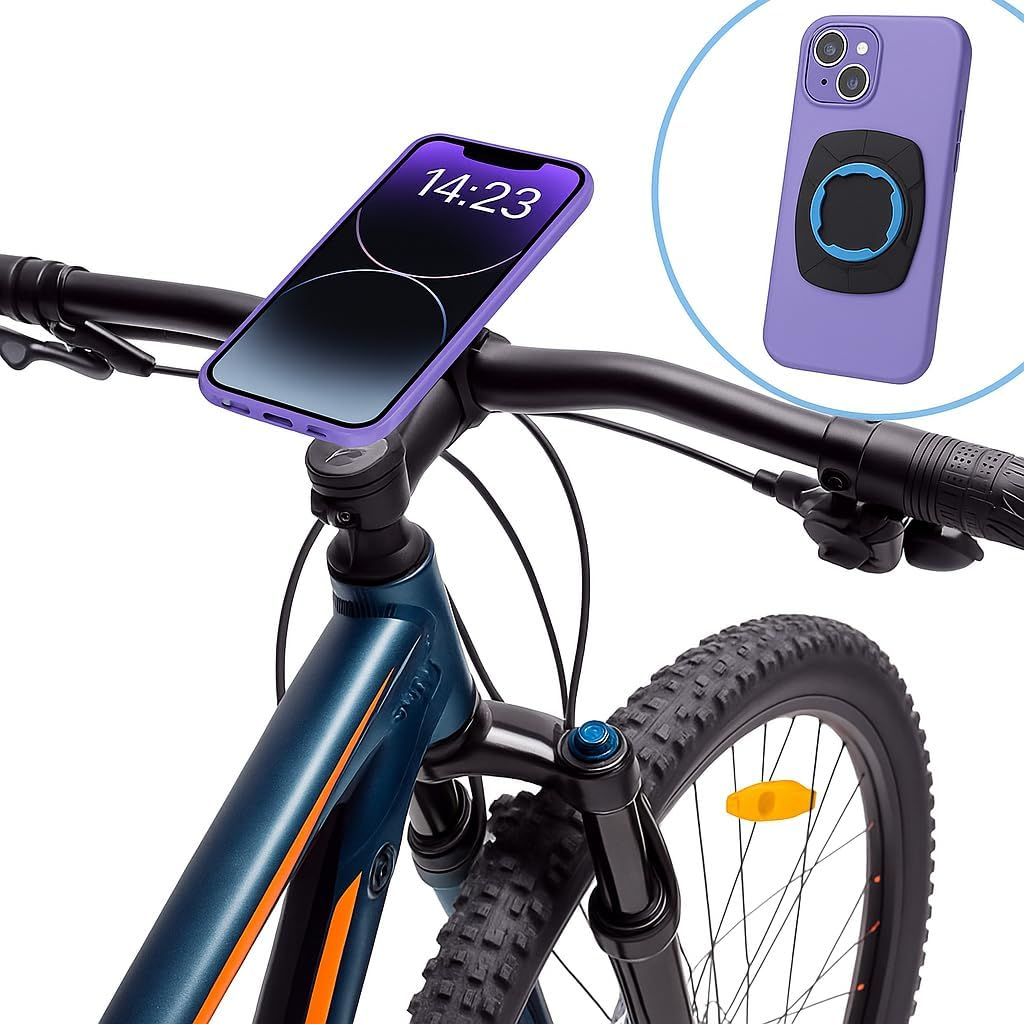 Luzcauwy Universal Phone Adapter - Quick Release Adhesive Mount Compatible with Quad Lock System - Secure Locking Plate for Motorcycle, Bicycle & Car (Blue)
