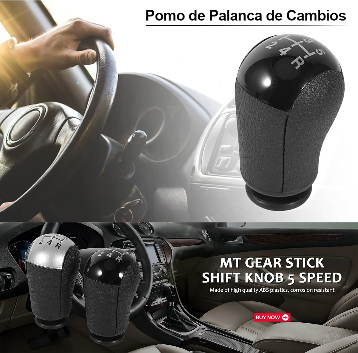 Gear Stick, ABS Comfortable 5 Speed Knob for Car (Black) image number 3