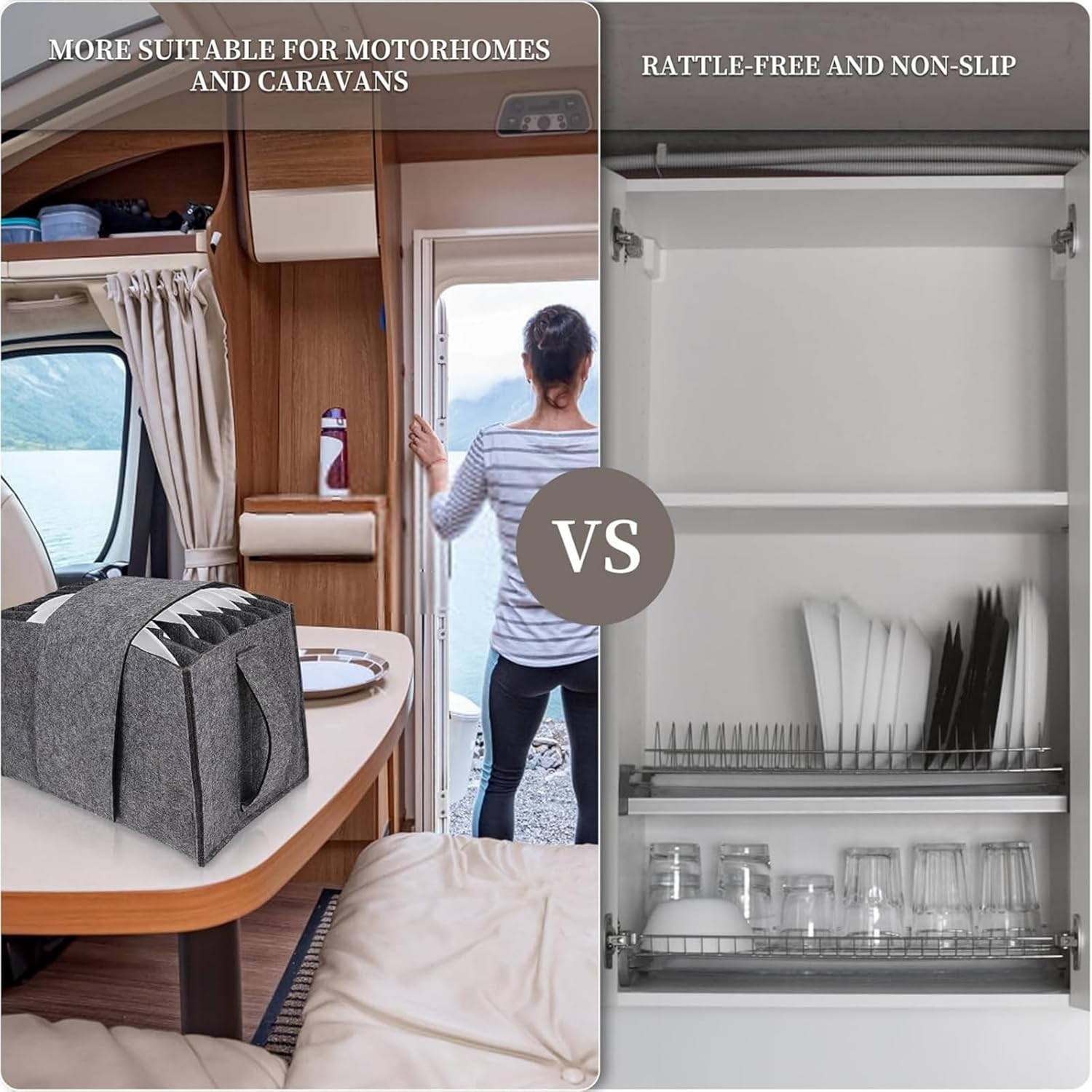 2Pcs Caravan Plate Holder Motorhome Organiser for Kitchen Cupboard Campervan Storage Ideas with Rack, Cup Holder, Collapsible Camping Kitchen Unit for Camping Cupboard Container image number 4