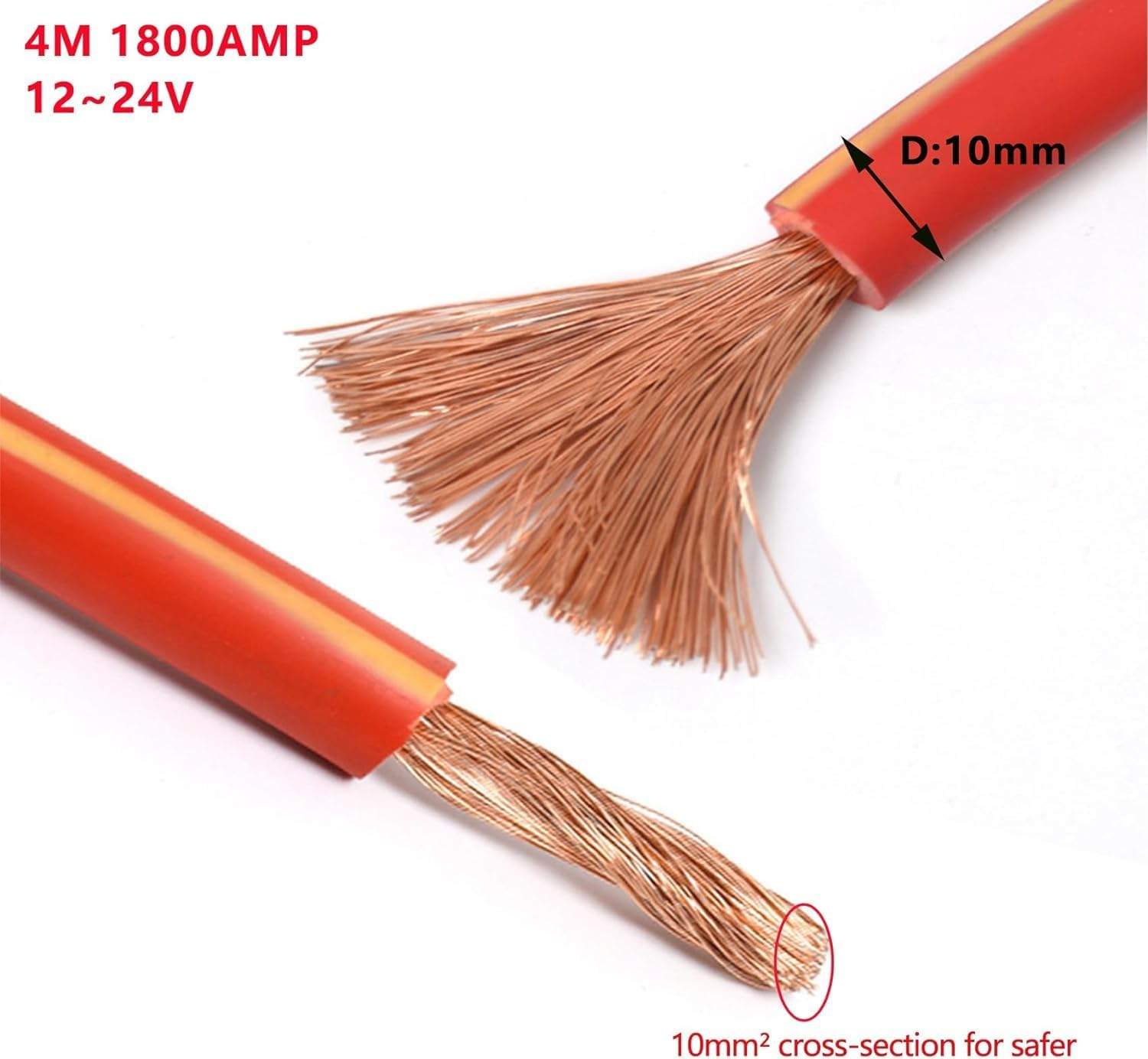 Lesolar 1800AMP Heavy Duty Car Battery Jump Leads, 4M Professional Booster Cables for 12-24V Vehicles, Cars, Vans, Trucks & HGV image number 4