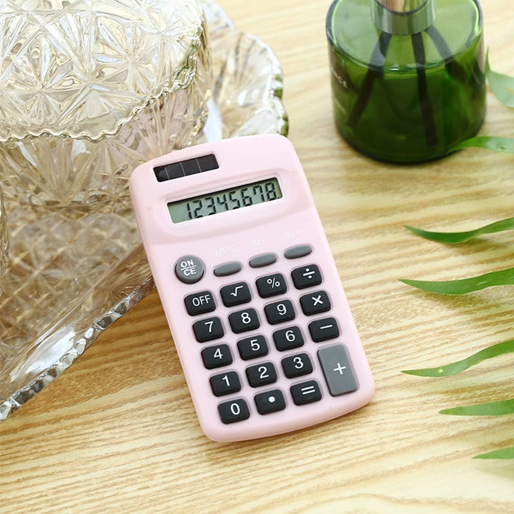 Staright Mini Cute Calculator 8 Digits Display Solar & Battery Dual Power Portable Electronics Calculator Accounting Tool for School Students Children Office Home image number 6