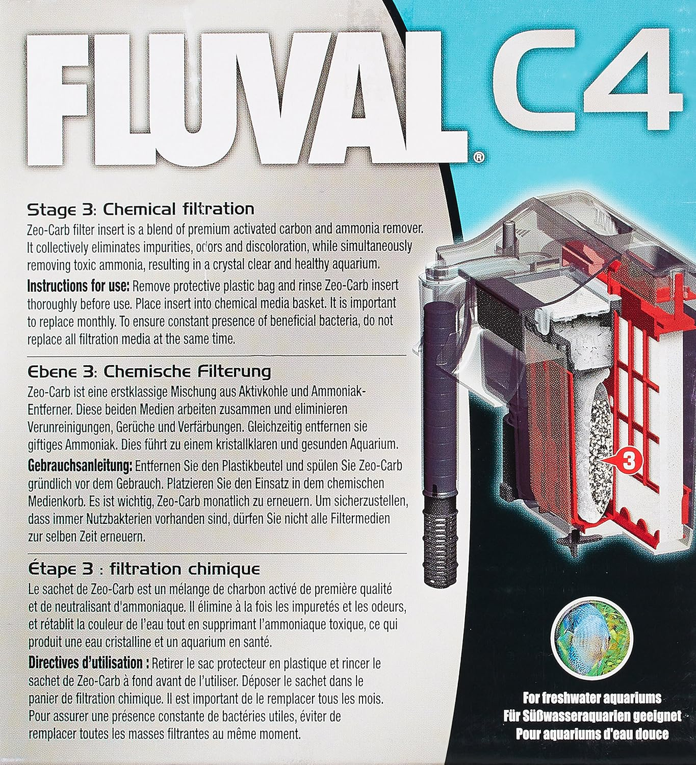 Fluval C4 Zeo-Carb, Replacement Aquarium Filter Media, 3-Pack, 14019 image number 1