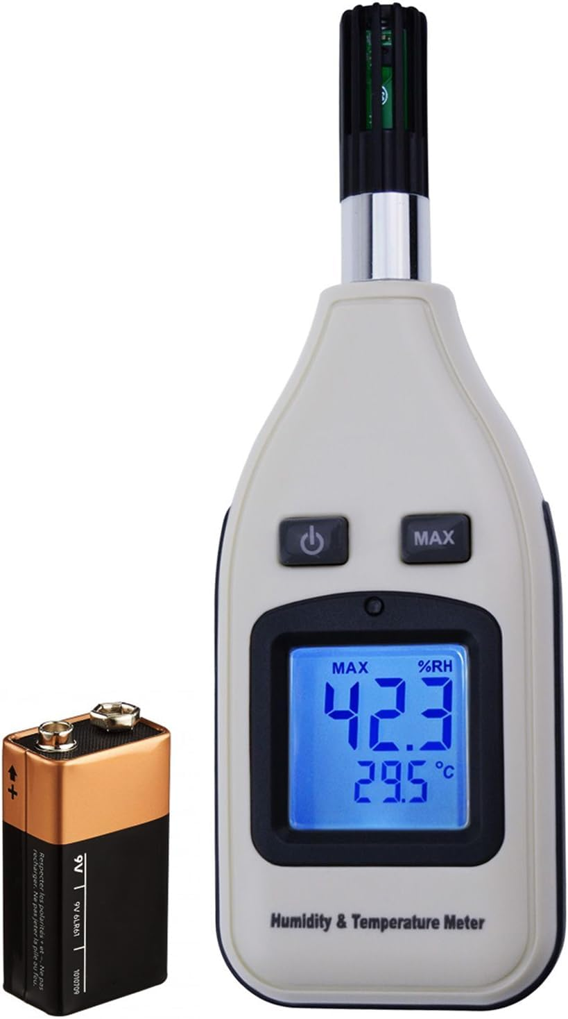 Handheld Digital Humidity & Temperature Meter 0~100% RH/ -30~70&deg;C (-22~158&deg;F) LCD Display Backlight Moisture Thermo Hygrometer Thermometer Small Tester Gauge for Home Kitchen Indoor Outdoor image number 1