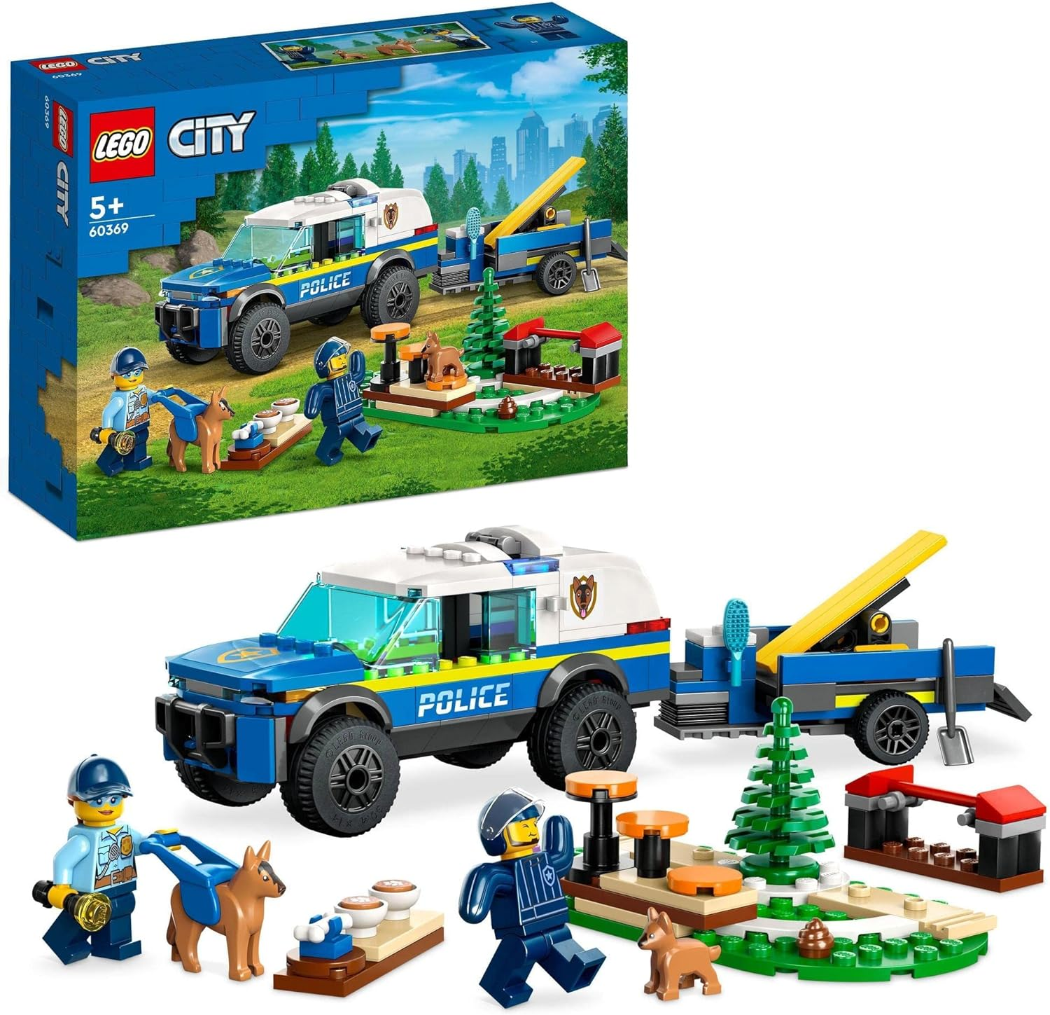 LEGO City Mobile Police Dog Training Set, Kids' Toy Car with Trailer, 2 Minifigures and Puppy Figures, Animal Playset, Building Toys for 5+ Year Old Boys and Girls 60369 image number 5