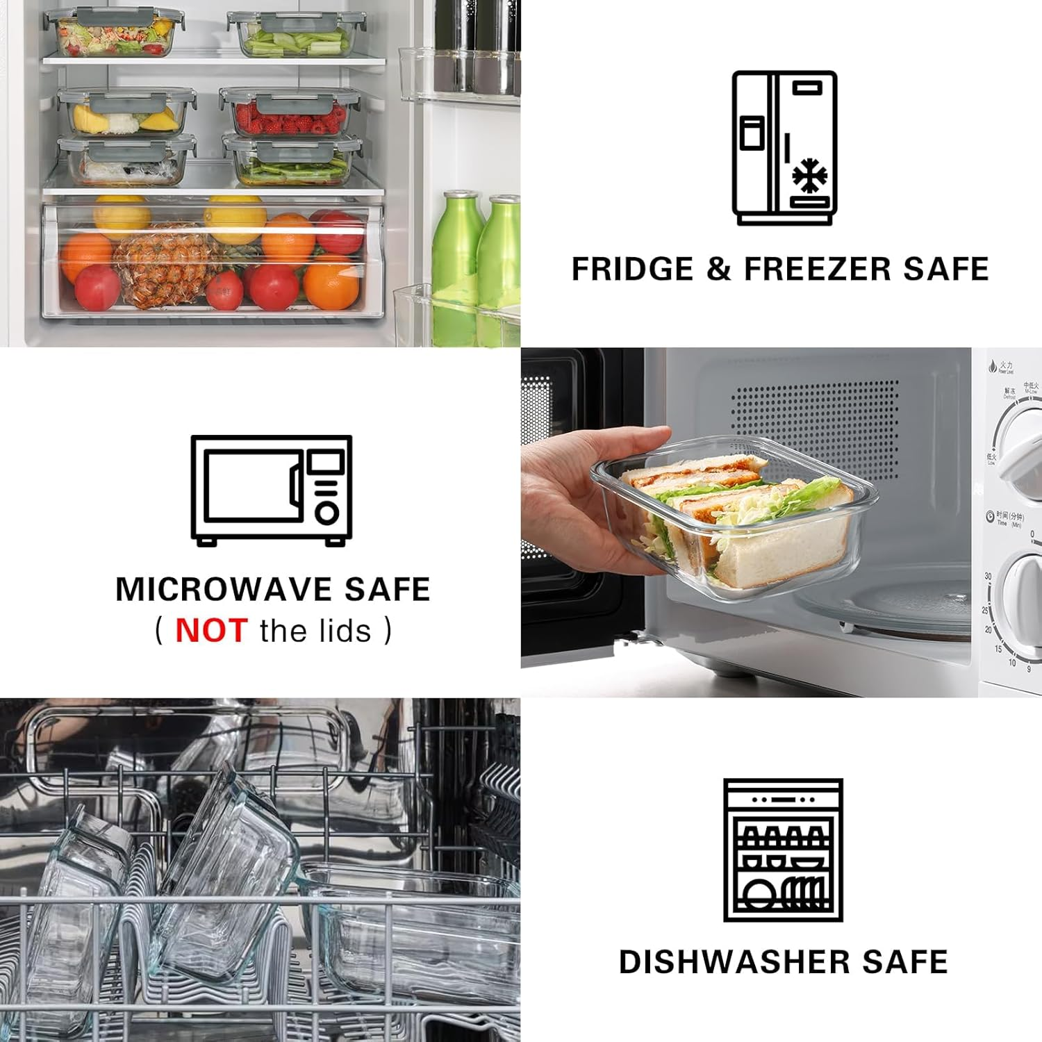 10 Pack Glass Food Storage Containers with Airtight Lids, Bpa-Free, Meal Prep Containers, Bento Boxes for Lunch and Leftovers image number 6