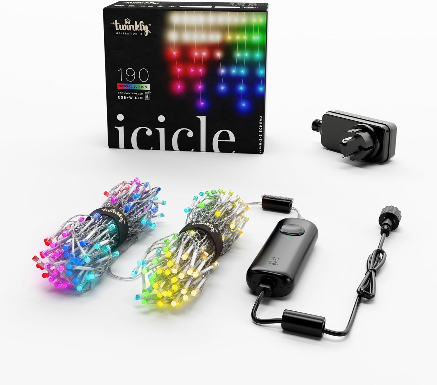 Twinkly Icicle 190 LED Rgb+White, Outdoor and Indoor LED Waterfall Lights, Smart RGB and White Lights, Compatible with Alexa, Google Home, IP44, App Control, Transparent Wire, 18Ft image number 4
