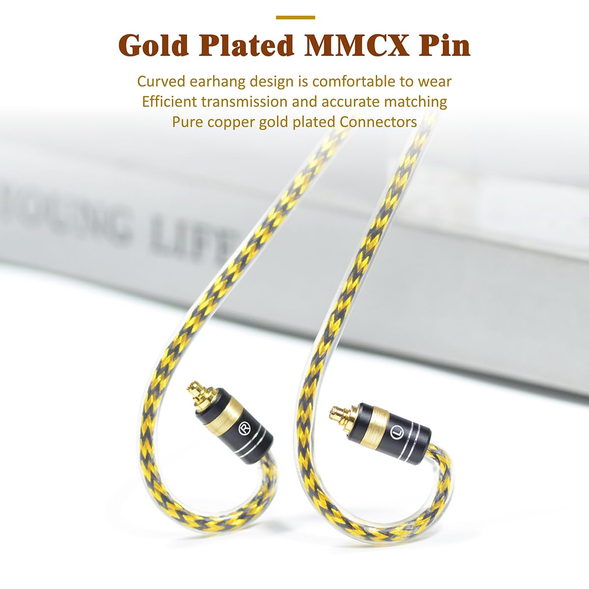 Gucraftsman 6N Silver-Plated OFC with Metal Shielding Layer IEM Cable, In-Ear Monitor Earphone Upgrade Cable for Sennheiser IE200 IE300 IE600 IE900 (4.4Mm Plug)