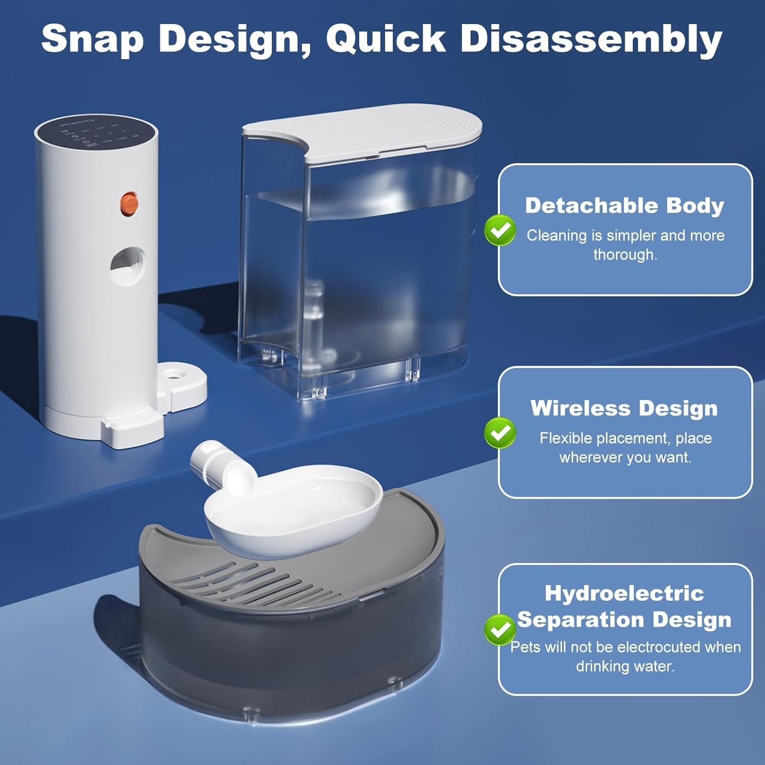 Smart Pet Water Fountain, 3.5L Filterless Automatic Dispenser with Anti-Accidental Touch Mode, Rechargeable, White