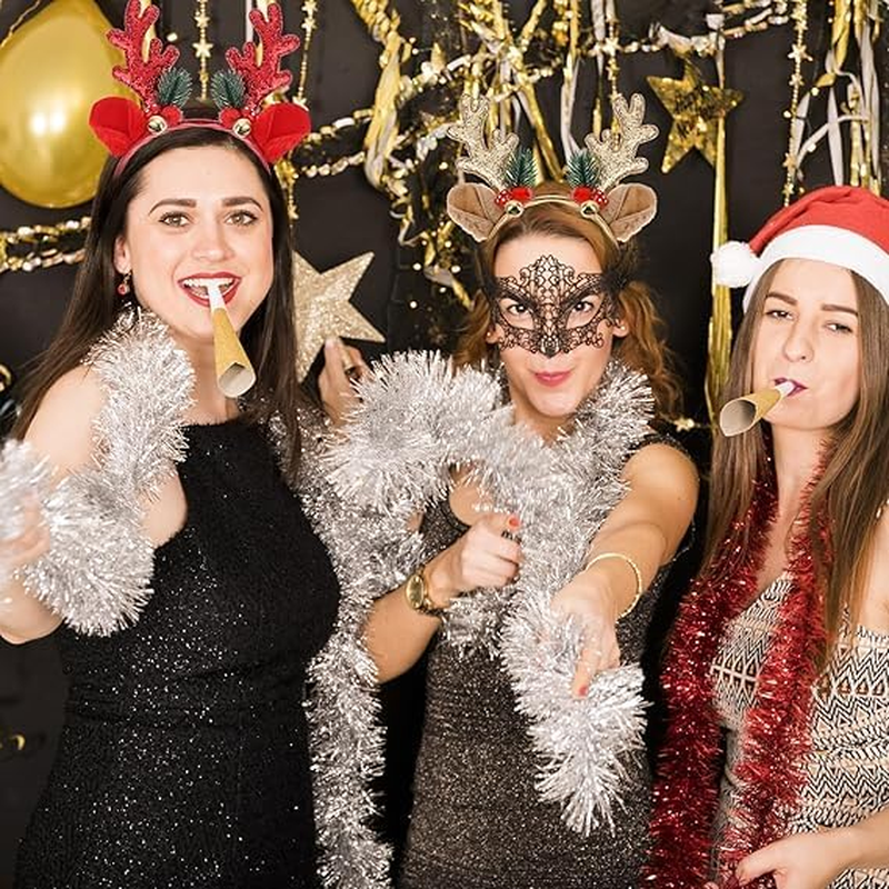 2 PCS Christmas Headbands, Reindeer Antlers, Glitter Elk Antlers, Headband Christmas and Party Headbands Deer Antlers Headband with Bells Cute Reindeer Ears Headban image number 1