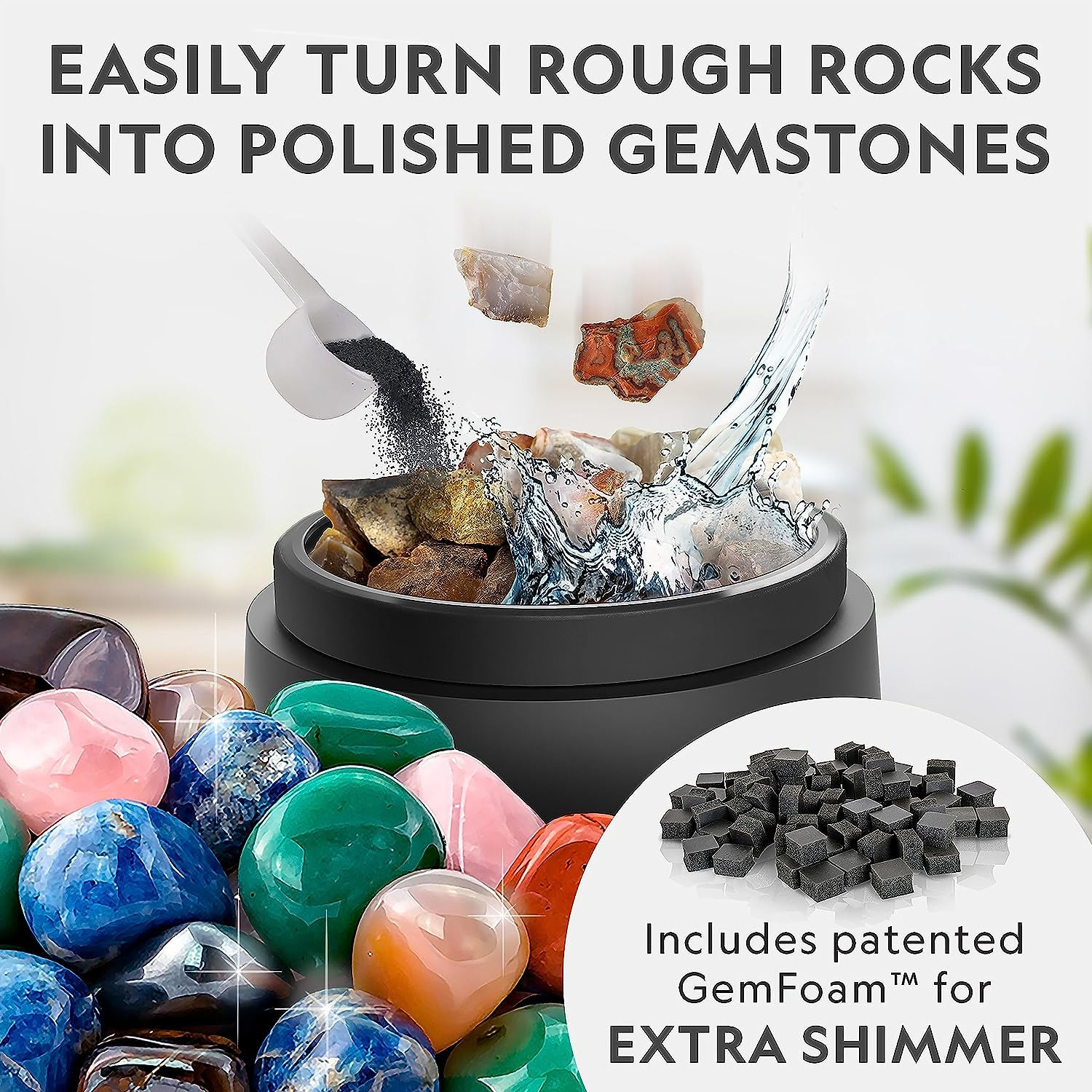 National Geographic Professional Rock Tumbling Kit - Patent-Pending Rock Polisher for Kids & Adults, Platinum Series Ultra Quiet, 2 Lb. Barrel, Rocks, Grit, Gemfoam Polisher, Rock Tumblers for Adults image number 3