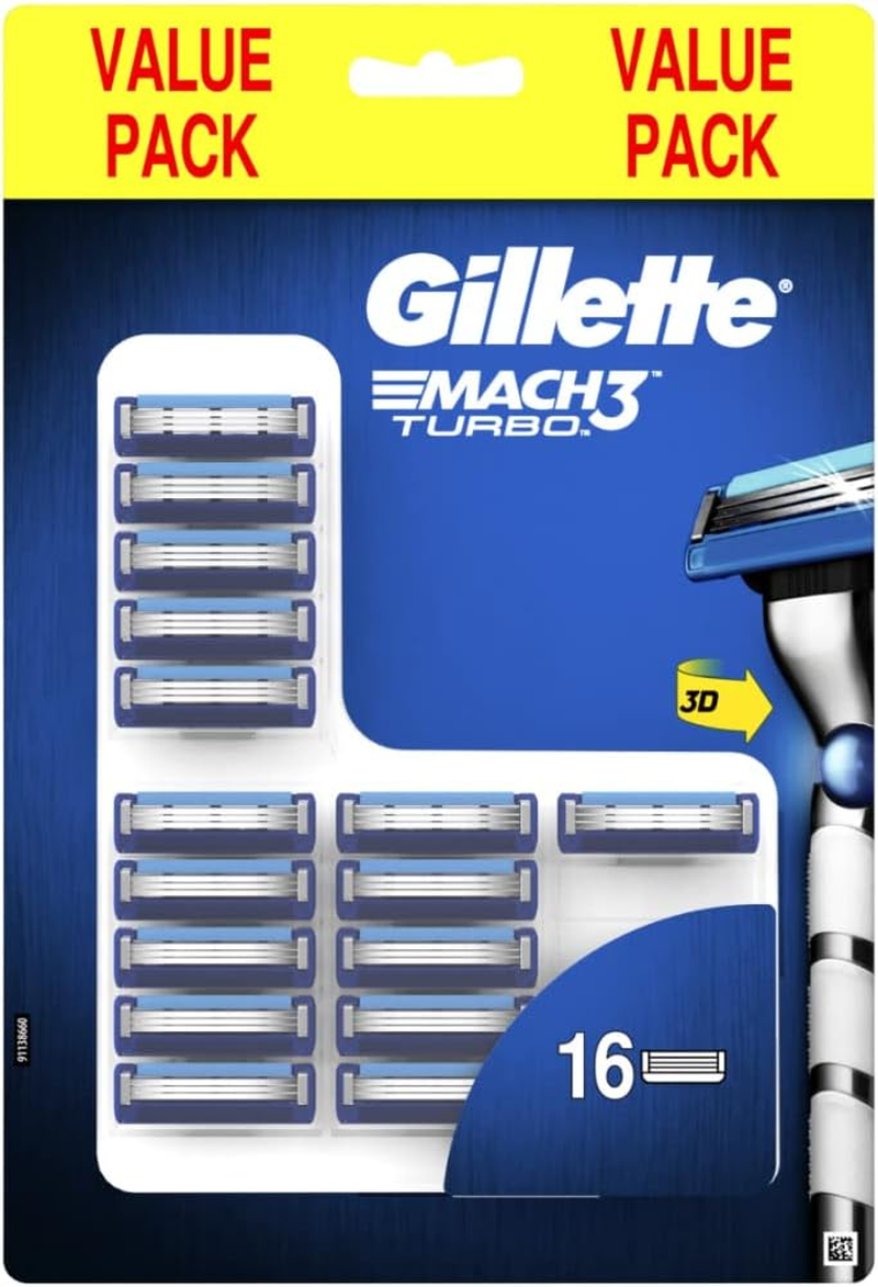 Gillette Mach3 Turbo Razor Blades Refill 16 Pack