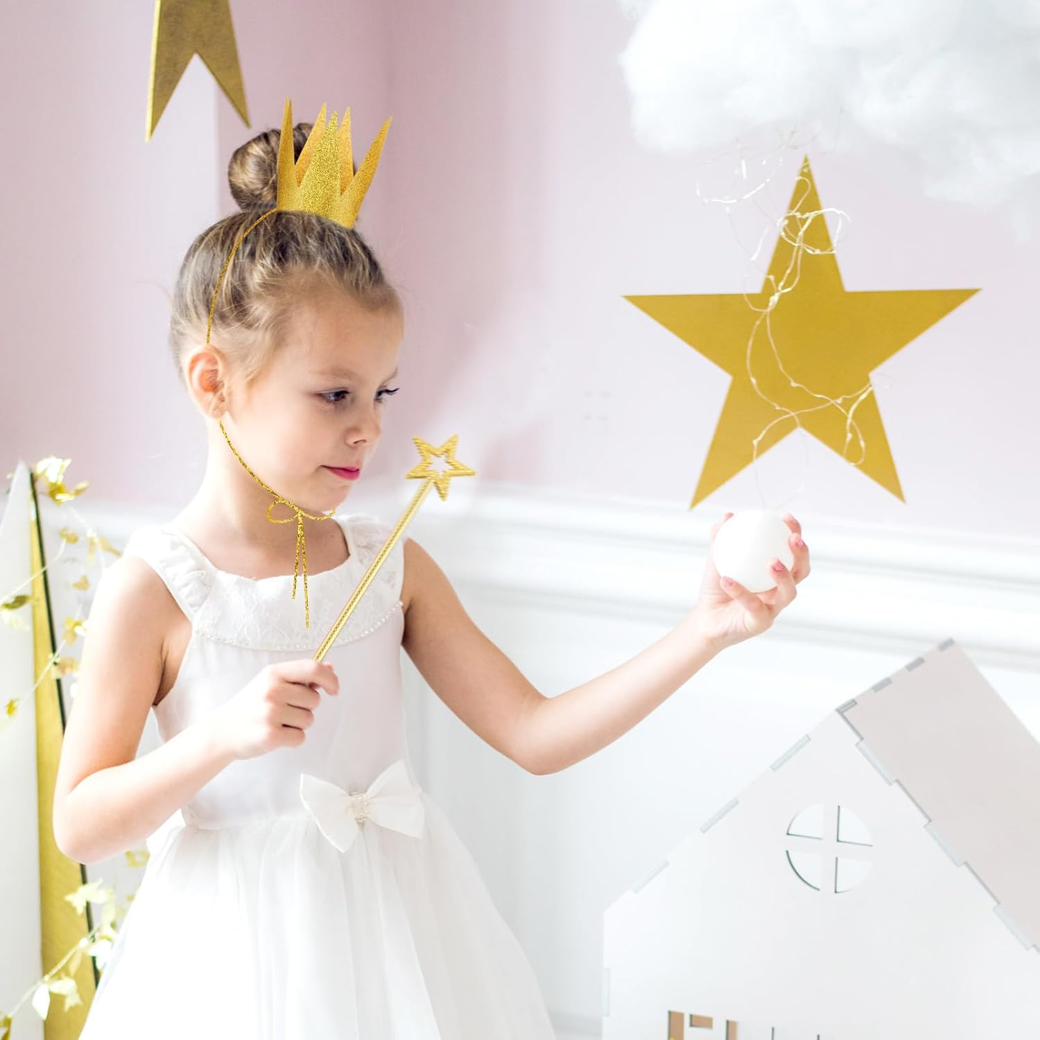 ZCYSRLQIN Gold Star Wand Fairy Wand and Gold Birthday Crown image number 2
