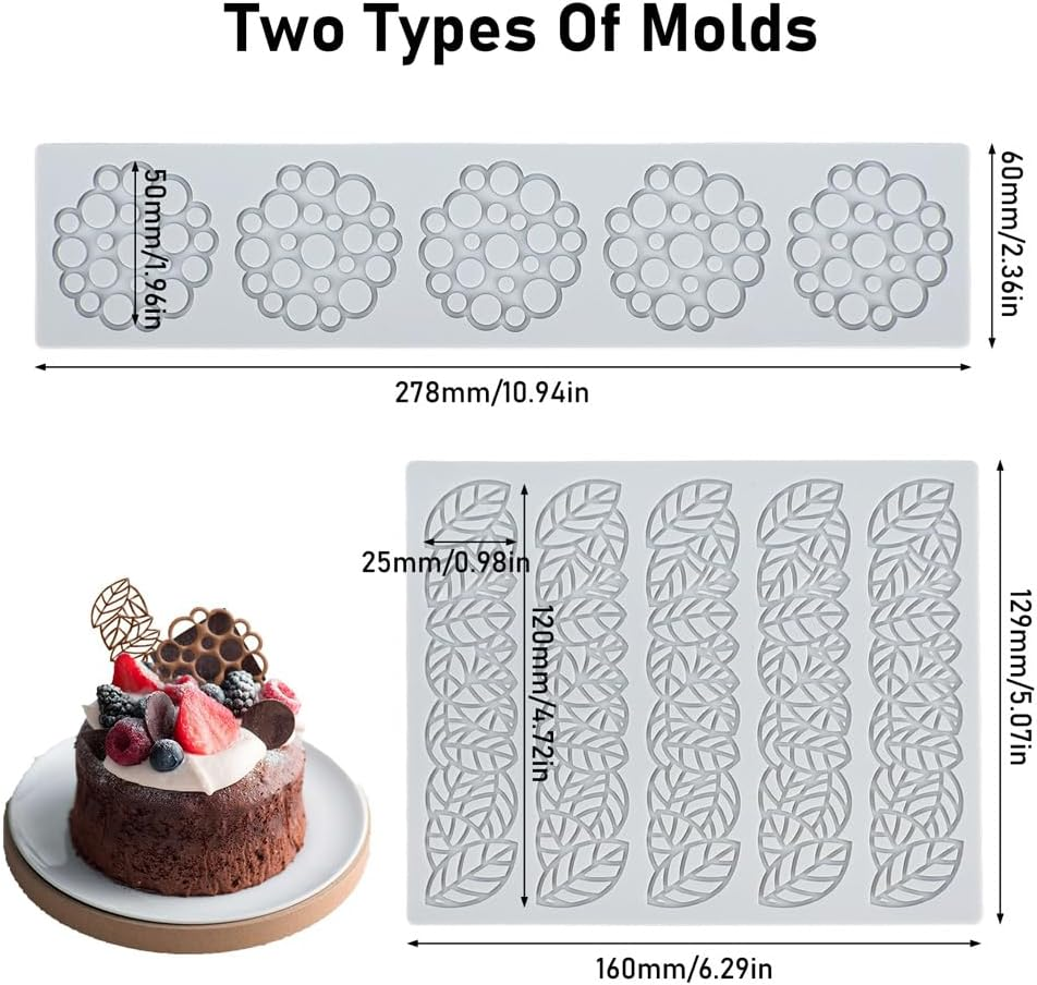 Yapithome Pack of 2 Silicone Lace Mat, Silicone Fondant Lace Mat, Silicone Mould Baking for Baking, Sugar Craft, Cake Decoration, Plate Decoration image number 6