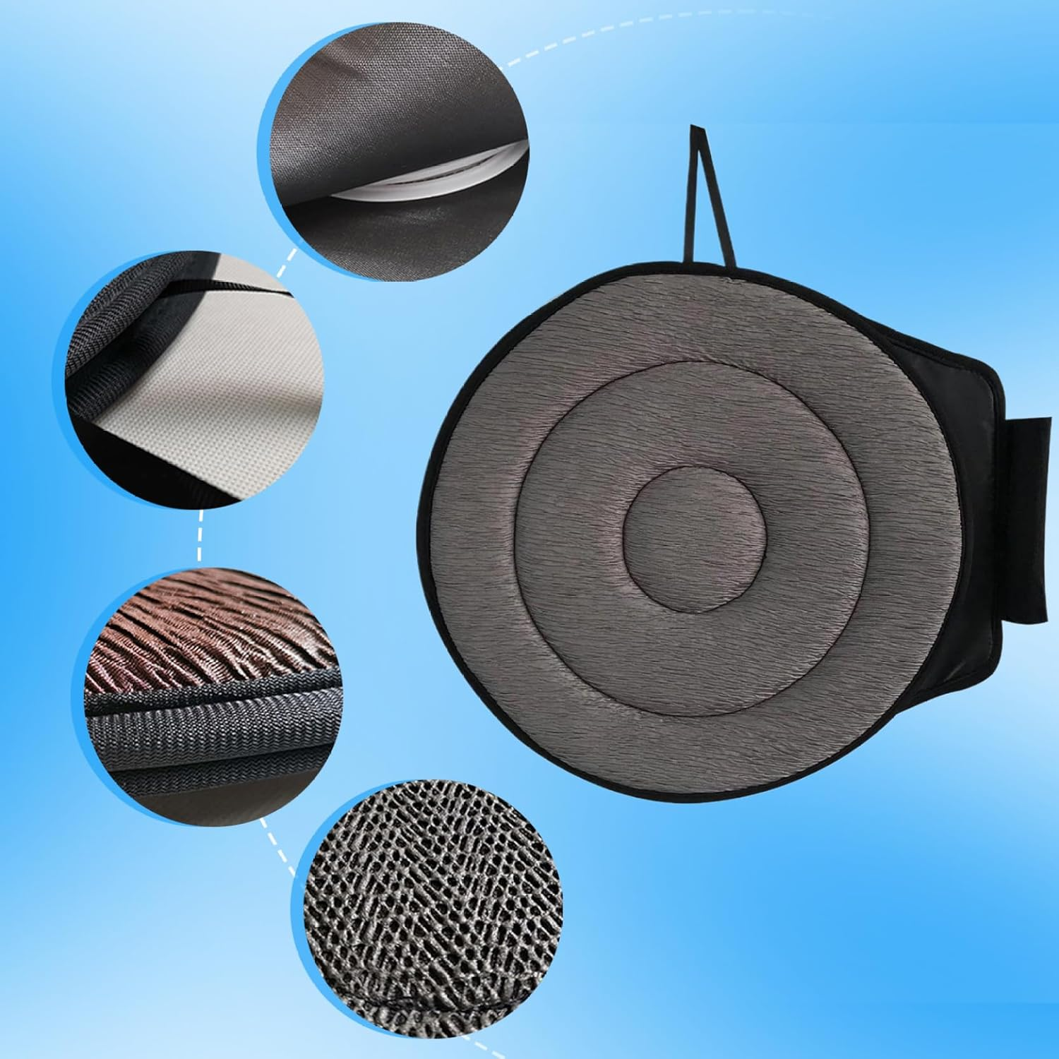 Portable Car Seat, Swivel Car Seat 18X16In Breathable Ergonomic 360 Rotating Cushion for for Elderly, Disabled, Pregnant Woman image number 1