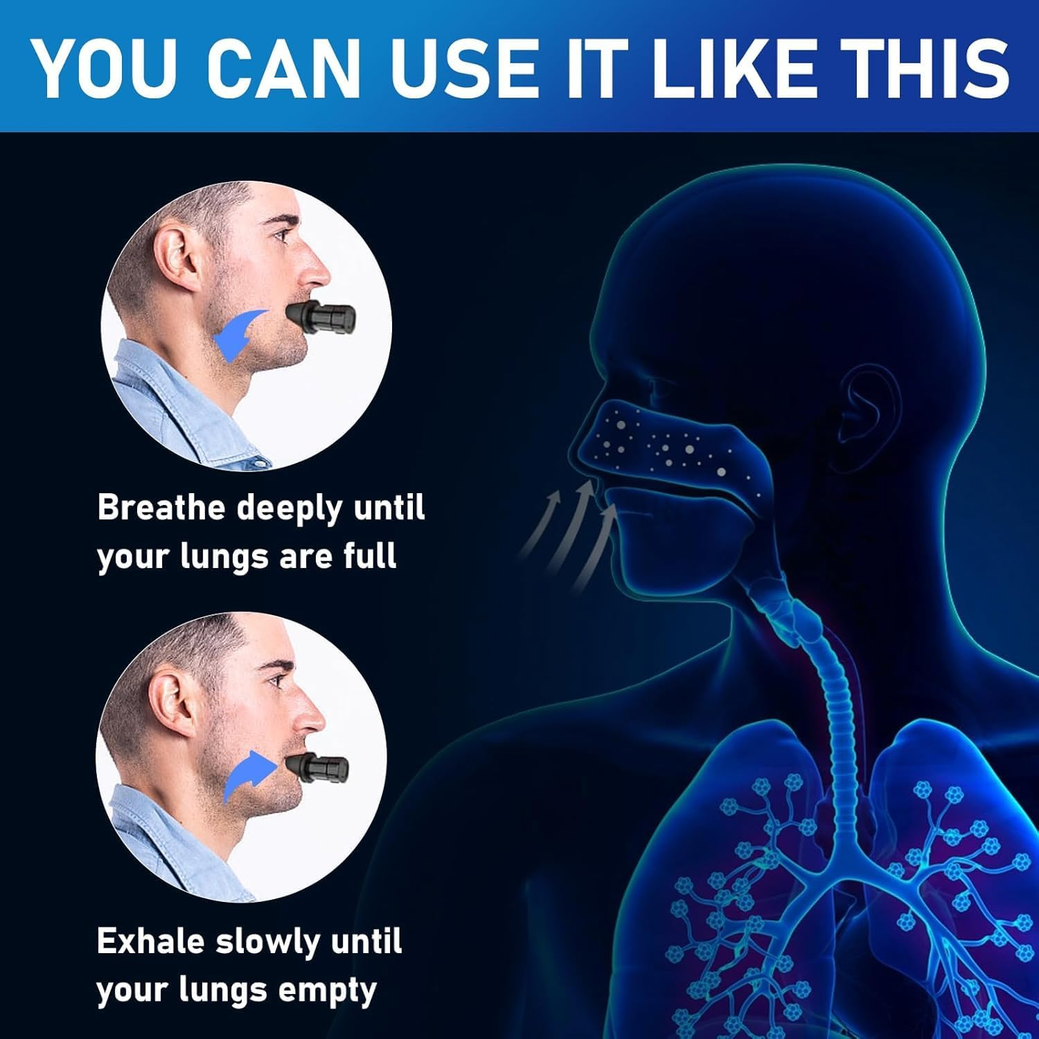 Cozioz Respiratory Trainer Compact Lung Exercise Device with Premium Silicone Adjustable Resistance Breath Trainer Portable & Easy to Clean for Lung Health image number 4