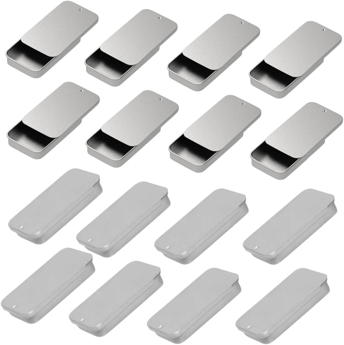 16 Pcs Aluminum Tin Jars,Metal Slide Top Containers,Portable Small Empty Storage Slide Top Lip Balm Tins with Lids for Lip Balm,Make Up,Eye Shadow, Tea image number 5