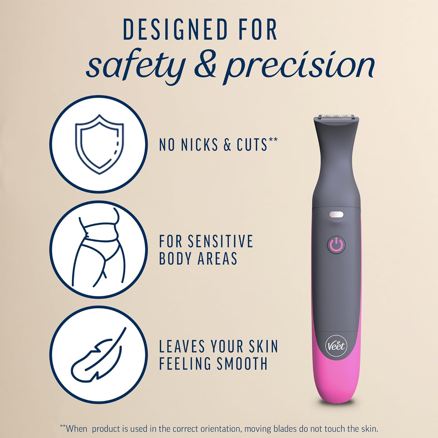 Veet Expert Electronic All-In-One Trimmer for Women, Hair Removal Device for Intimate Area, Face and Eyebrows, Multifunctional Trimmer with USB Charging, Rechargeable, Waterproof image number 2