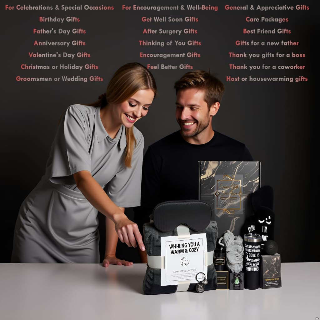 Father'S Day Gift for Dad - Men'S Gift Set with 12Oz Insulated Tumbler, Candle, Socks, Eye Mask & Self Care - Birthday & Anniversary Gifts for Him - Gift Basket Box - for Dads Who Want Nothing image number 3