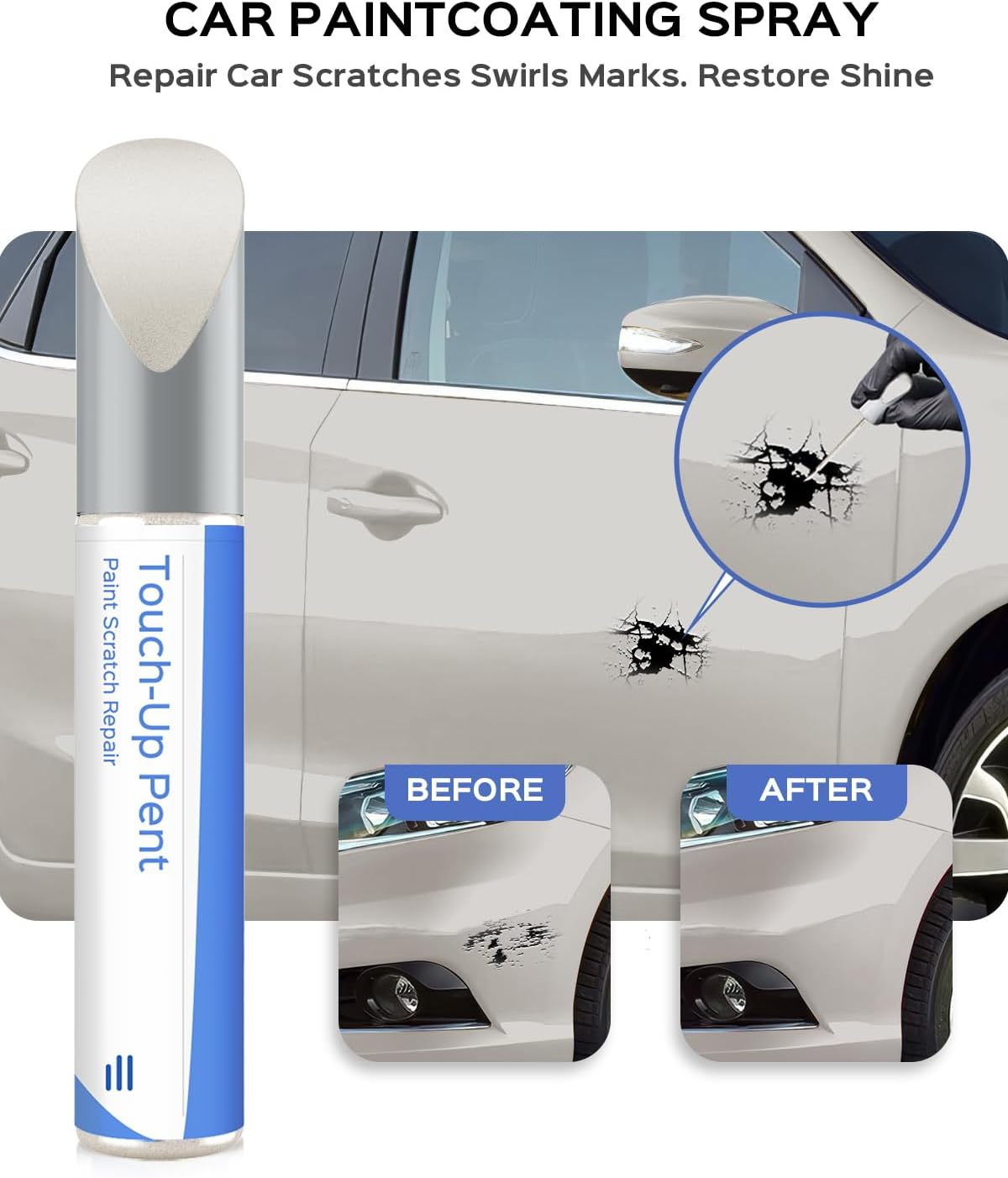QAB Pearl White Tricoat Touch up Paint Compatible with Nissan Exact Match Chips and Nicks Touch Up image number 2